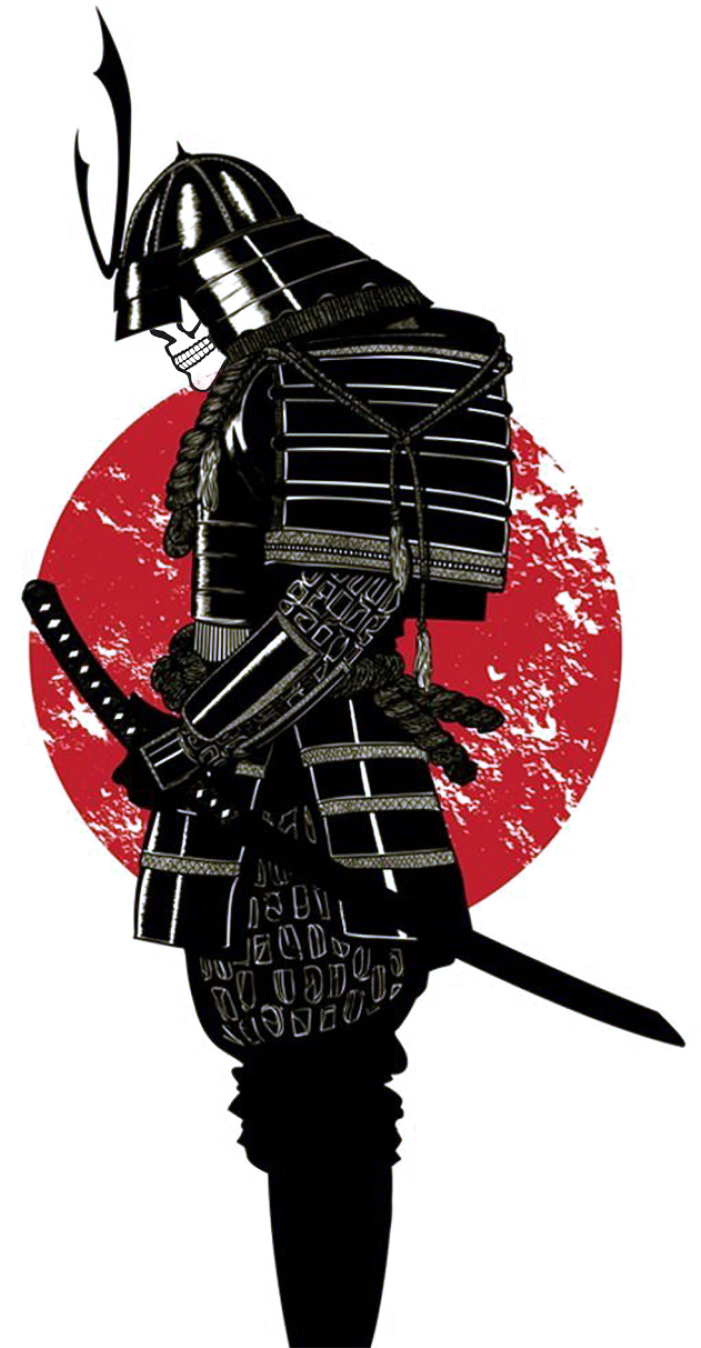 剪影武士對紅日 — 日本武士 壁紙