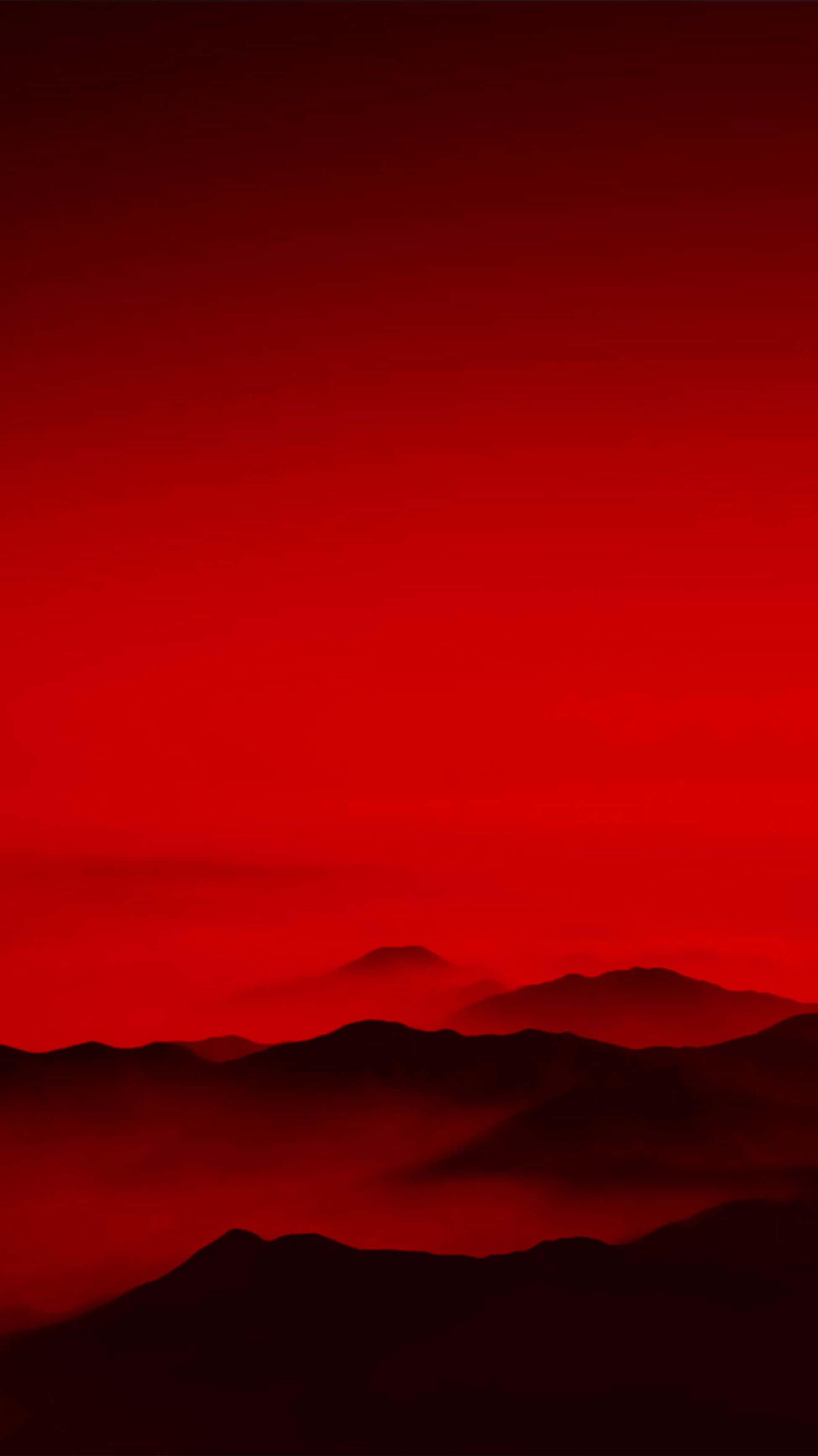 Blood Aesthetic 桌布 壁紙 — 剪影般的山脈在黃昏時融入深紅色的天空漸變中。
