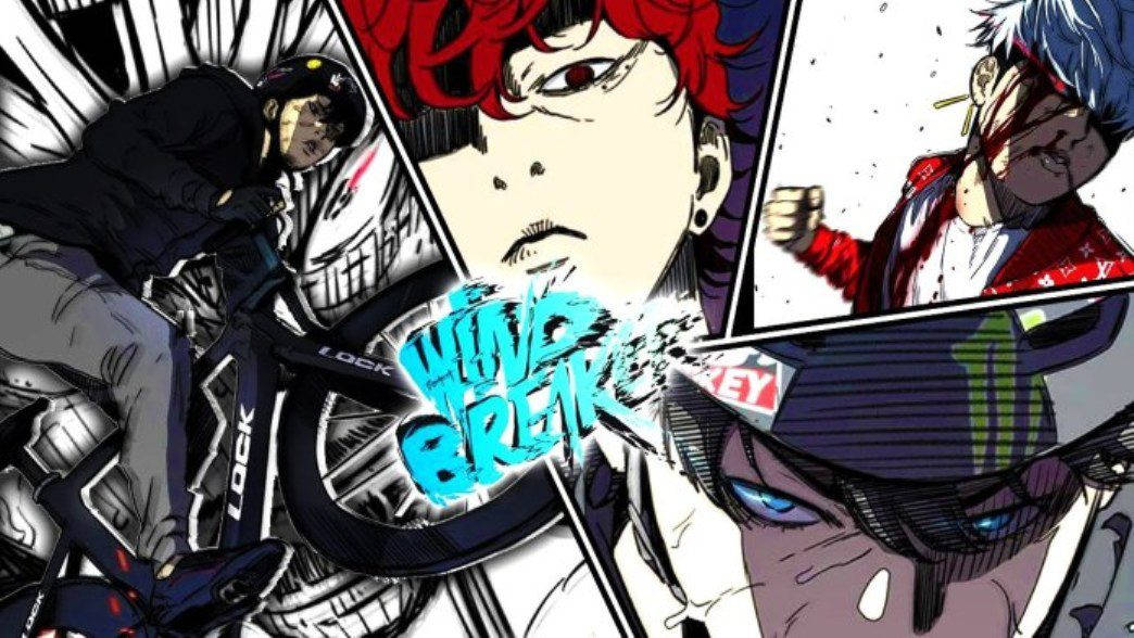 Wind 桌布 壁紙 — 動態動漫風格漫畫面板描繪了激烈的BMX自行車手在動作中，具有大膽的線條和鮮豔的色彩點綴。