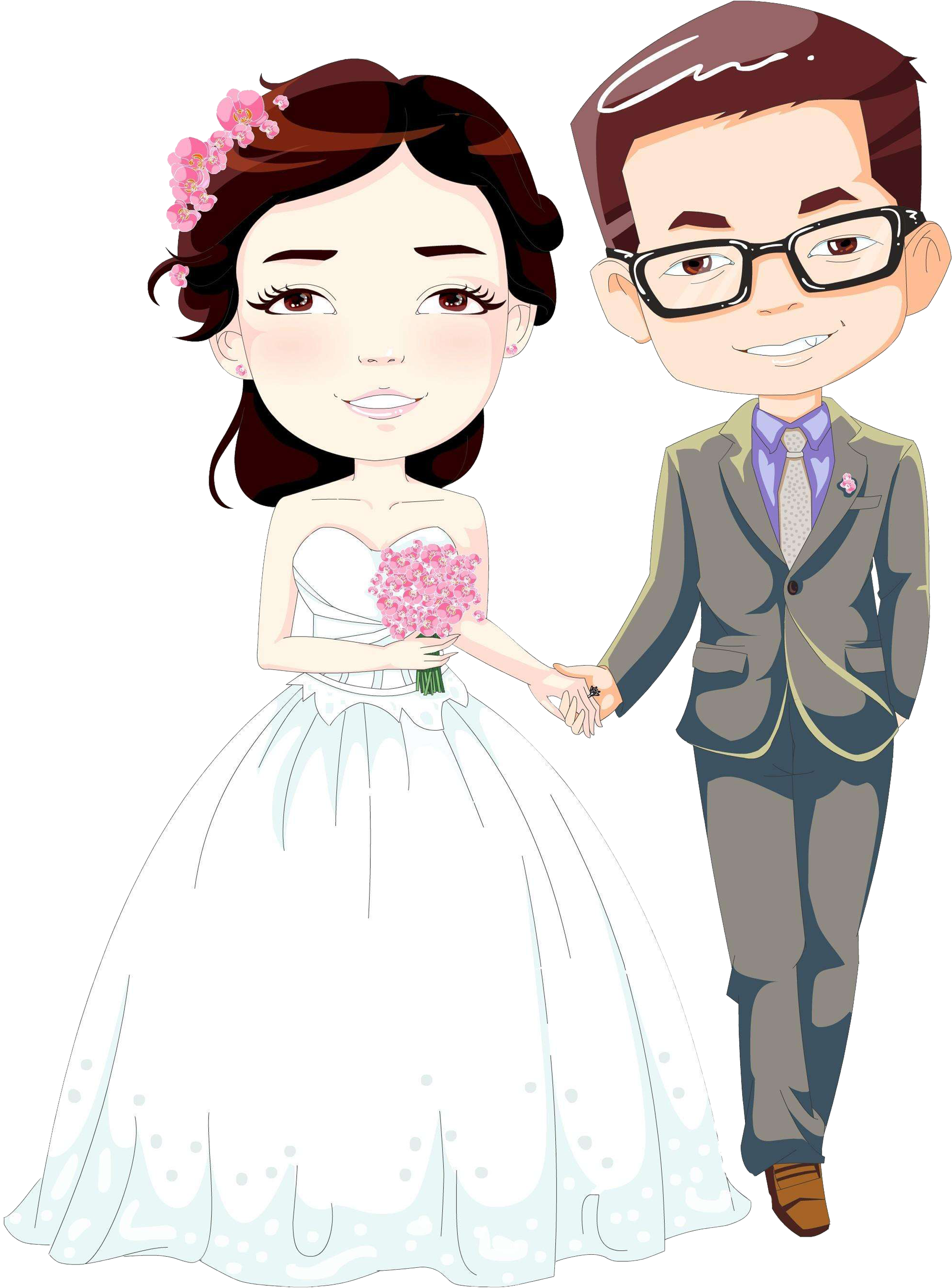 動態婚禮新人插畫 壁紙