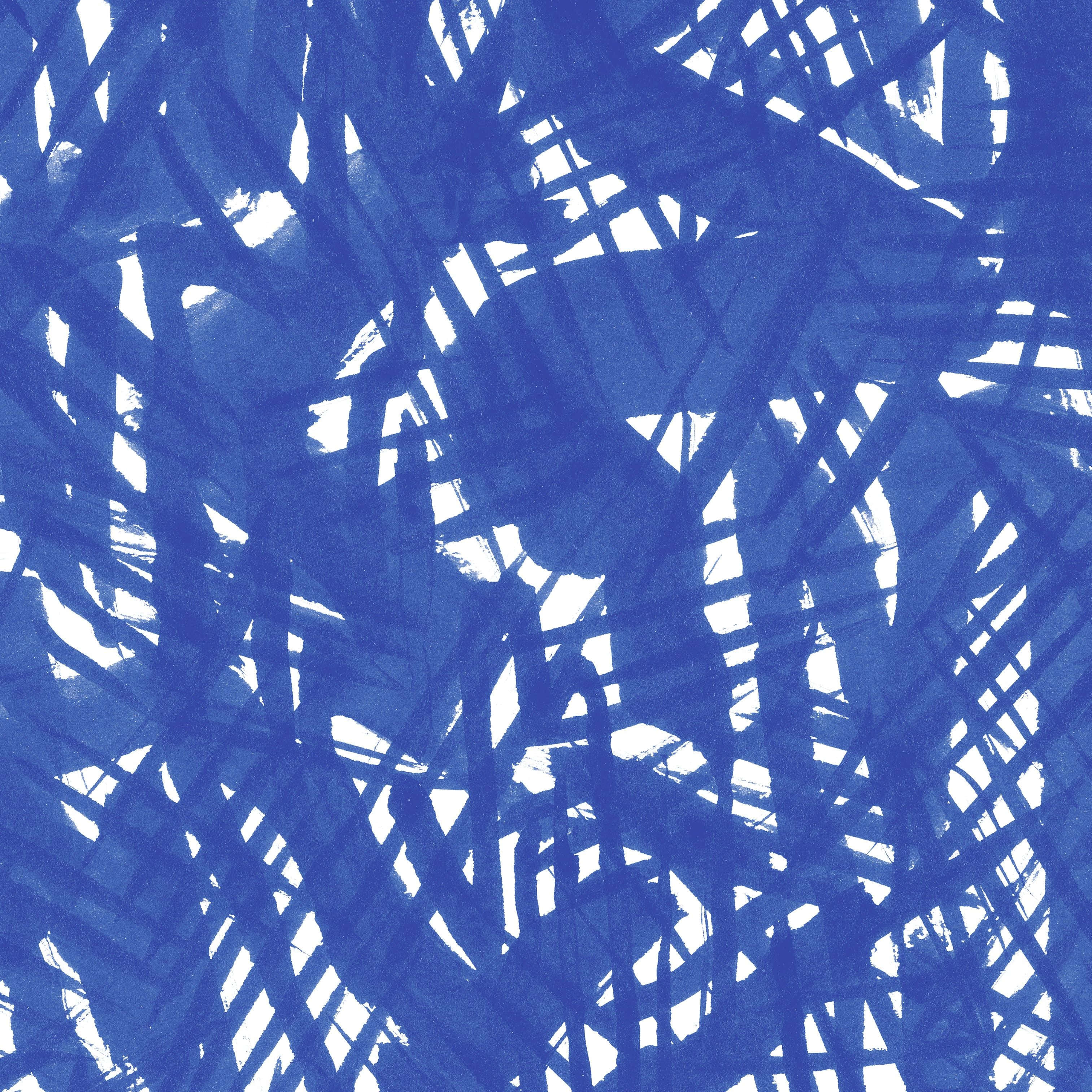 Expressionism 桌布 壁紙 — 動態抽象圖案，以層疊的藍色筆觸在純白背景上呈現。