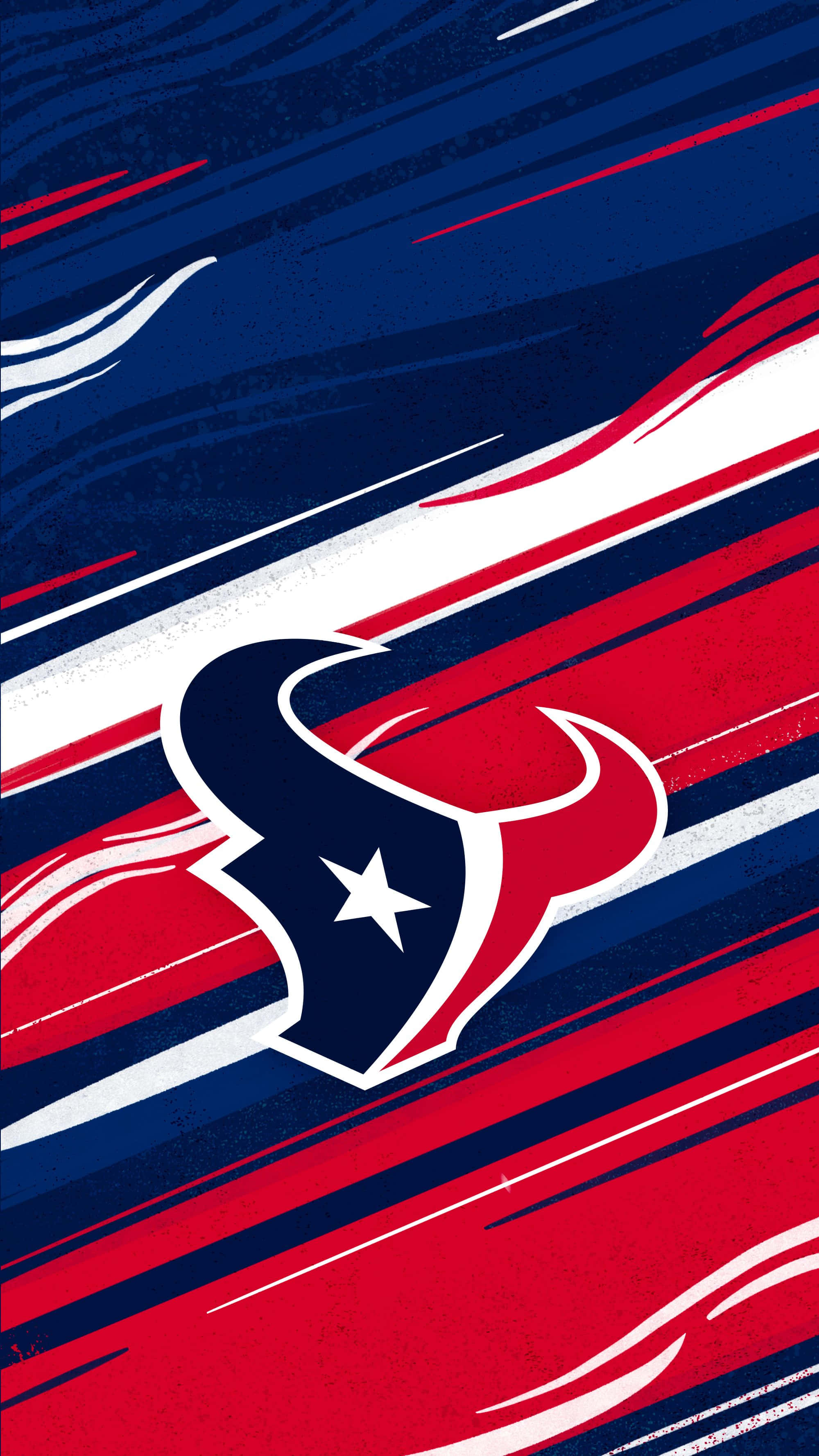 Houston Texans Logo 桌布 壁紙 — 動態抽象桌布，以休士頓德州人隊標誌為特色，搭配大膽的紅、藍、白條紋，傳達速度與能量。