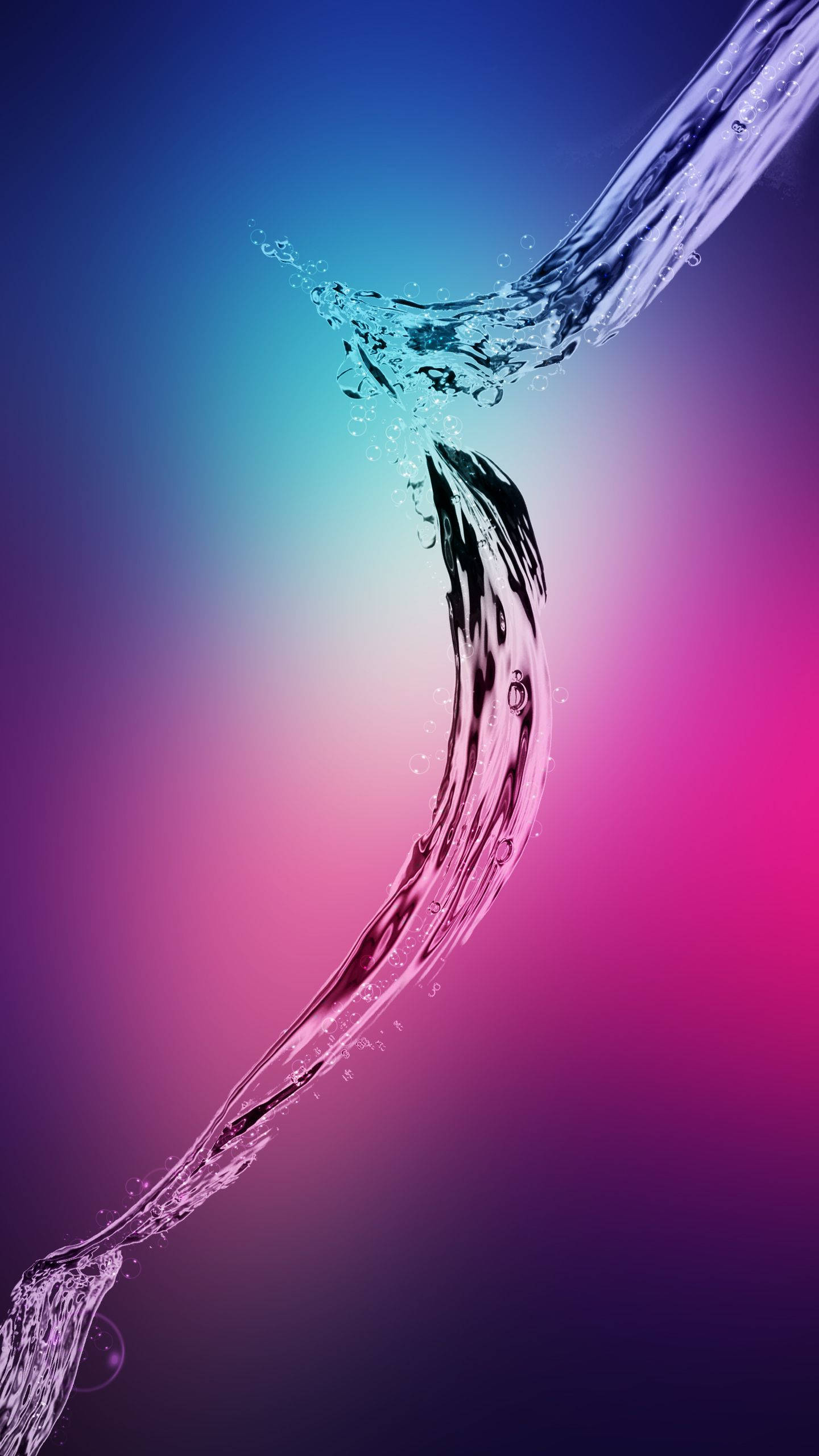 水 桌布 壁紙 — 動態水流優雅地彎曲，映襯著從藍色到洋紅色的鮮豔漸變。