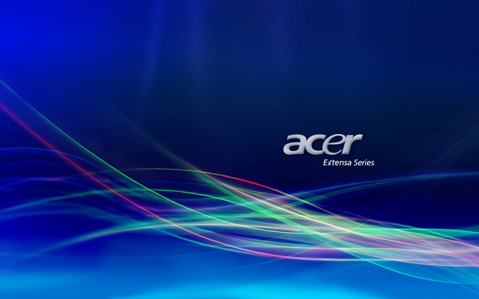 標誌 桌布 壁紙 — 動態發光光條流過深藍色漸變背景，中央放置 Acer Extensa Series 標誌。