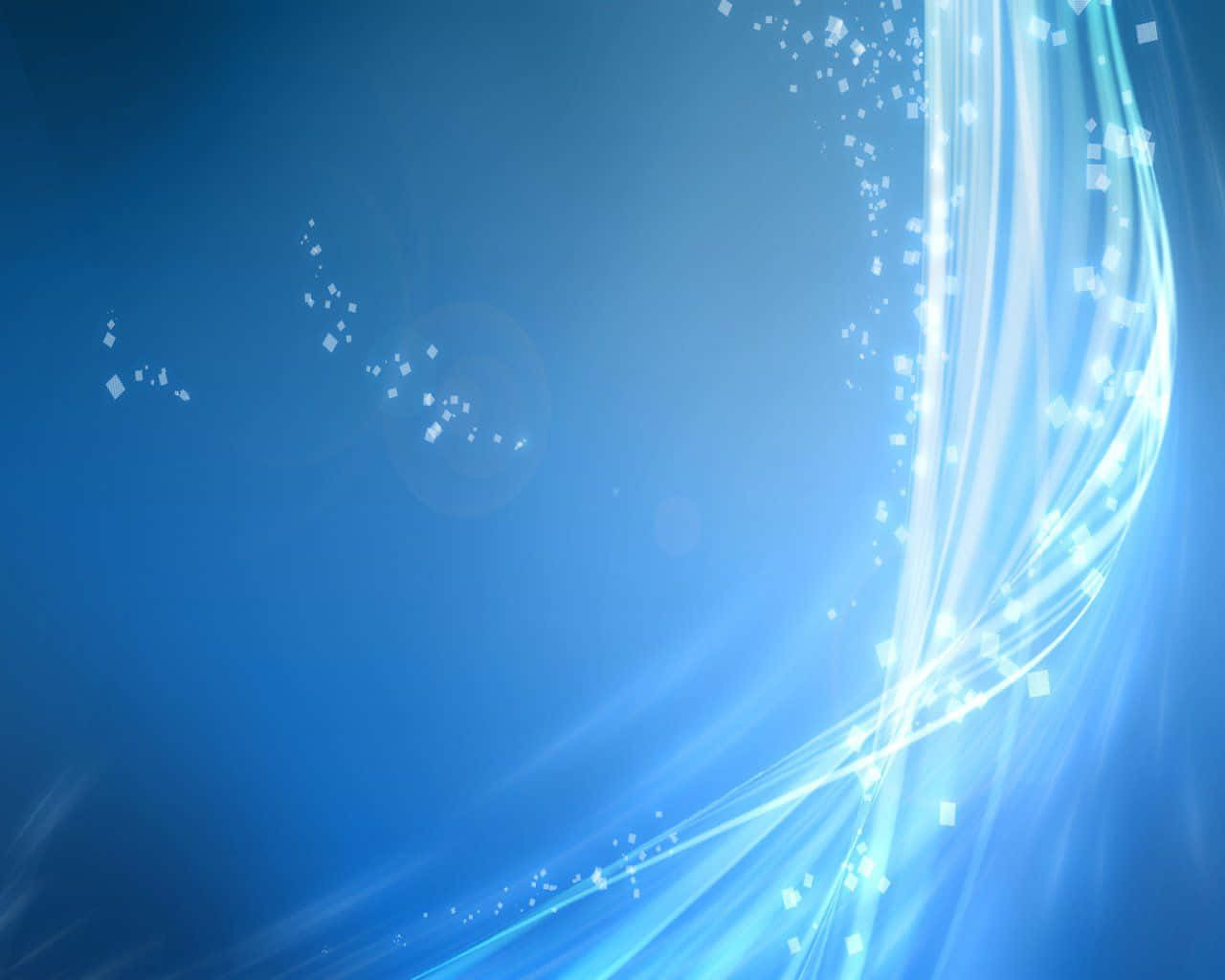 Powerpoint 桌布 壁紙 — 動態發光的白色光軌和閃爍粒子流過漸變藍色數位背景。