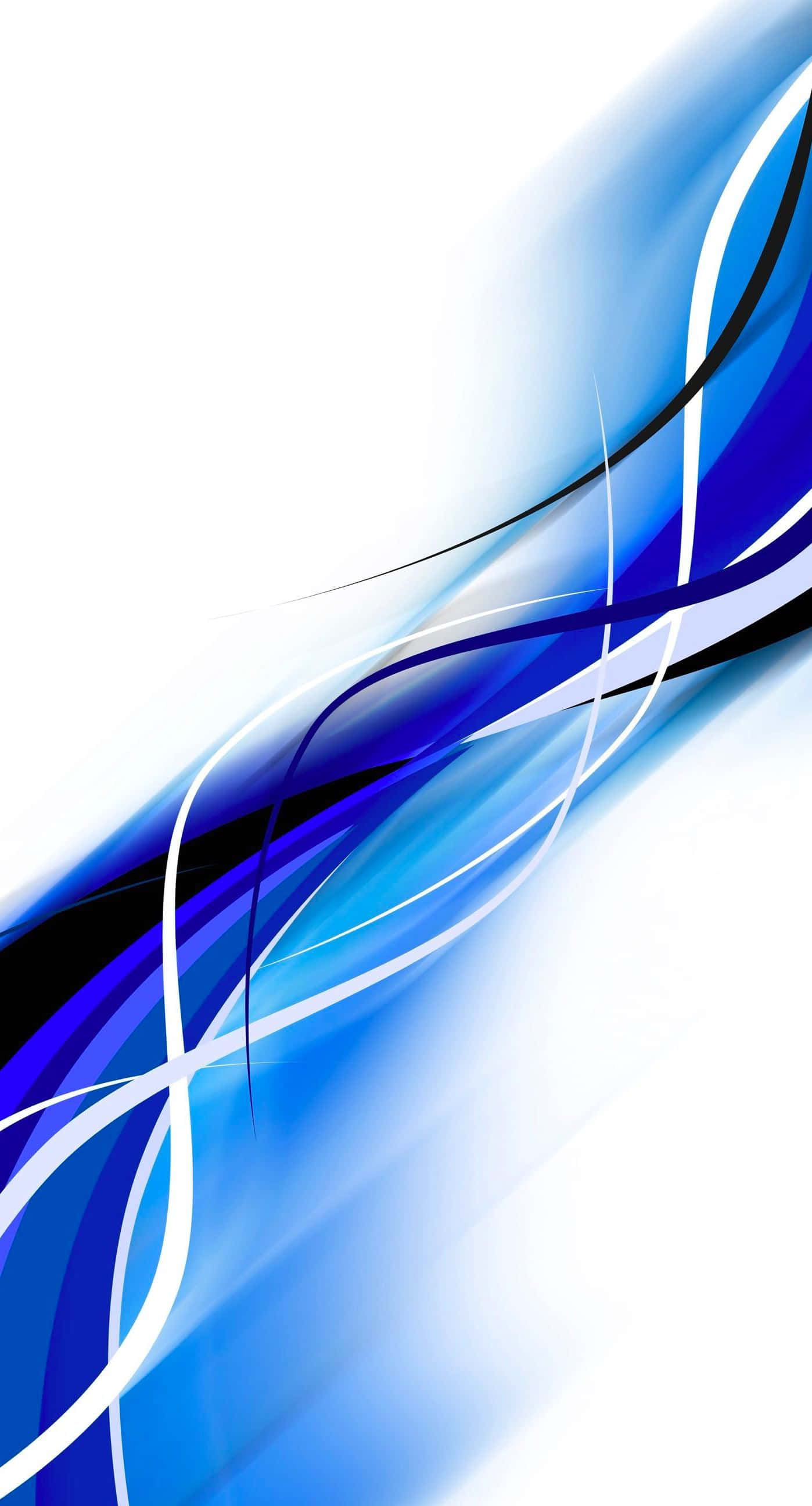 Blue And White 桌布 壁紙 — 動態的藍白抽象漩渦在明亮的白色背景上以柔和漸變對角流動。