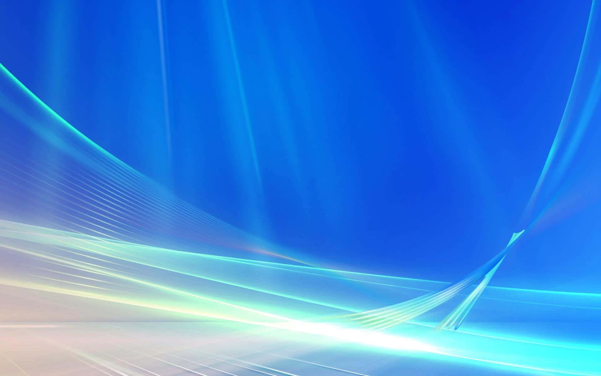 在藍色漸變背景上流動的抽象數位光線條紋。 — Windows Vista 動態圖片 壁紙