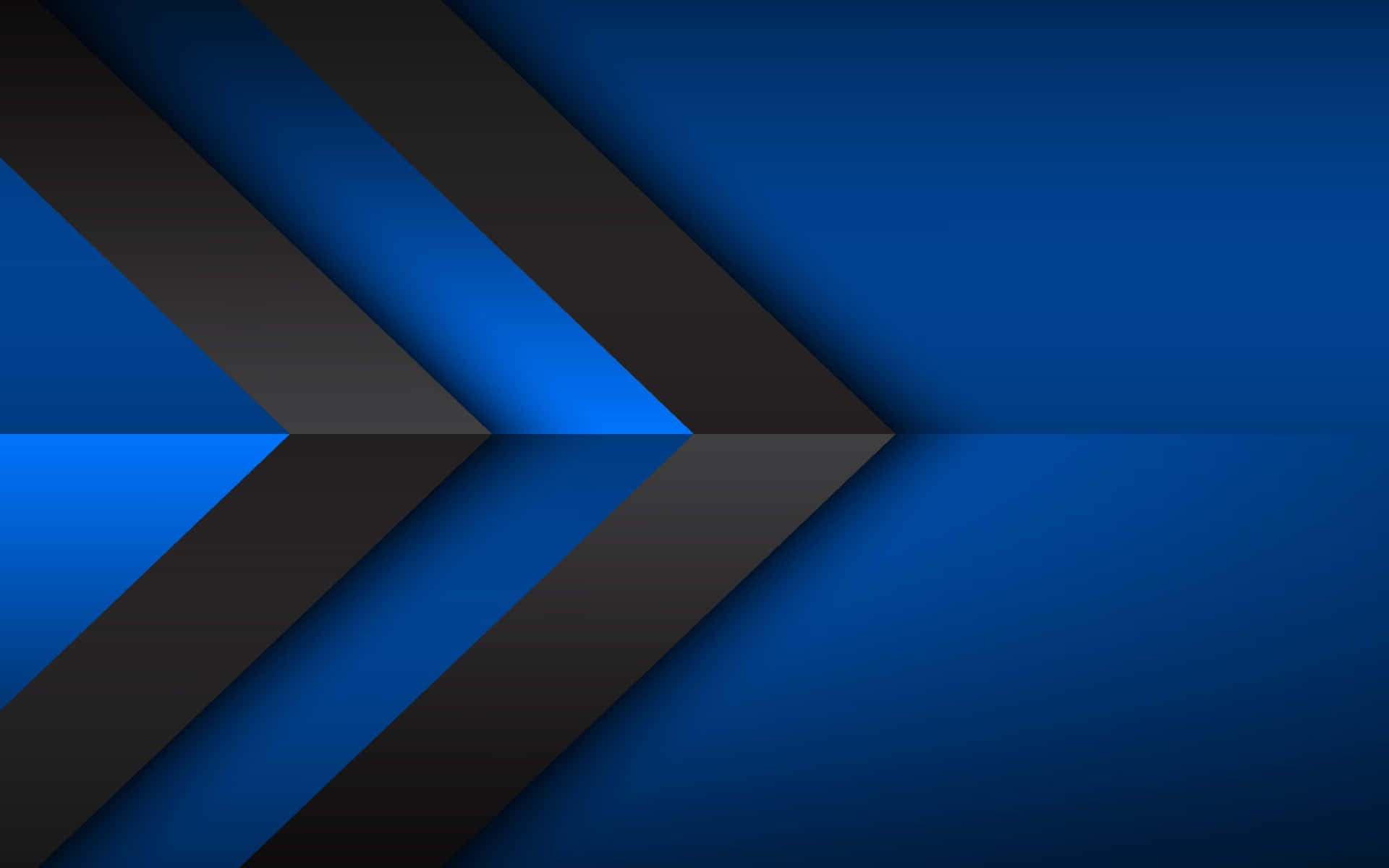 Material Design 桌布 壁紙 — 動態的藍色和黑色幾何箭頭在時尚的現代抽象構圖中匯聚。