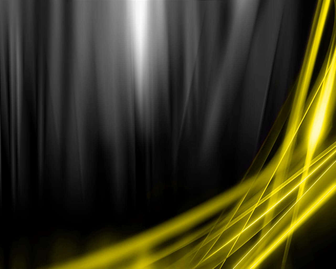 Yellow And Black 桌布 壁紙 — 動態的黃色光線條紋穿過帶有柔和垂直高光的深色漸變背景。