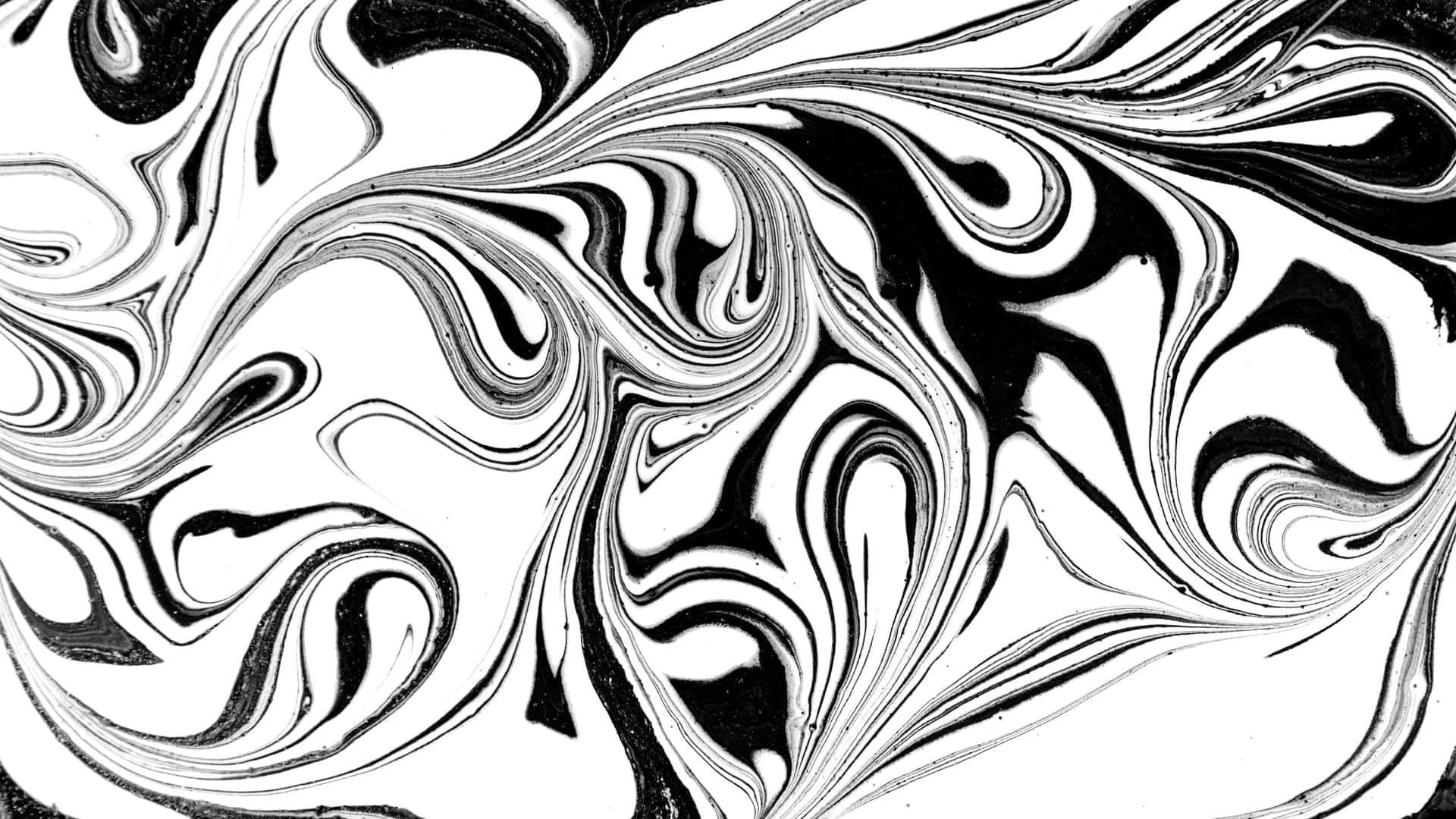 Black And White Texture 桌布 壁紙 — 動態的黑白墨水漩渦創造出迷人的抽象流體圖案。