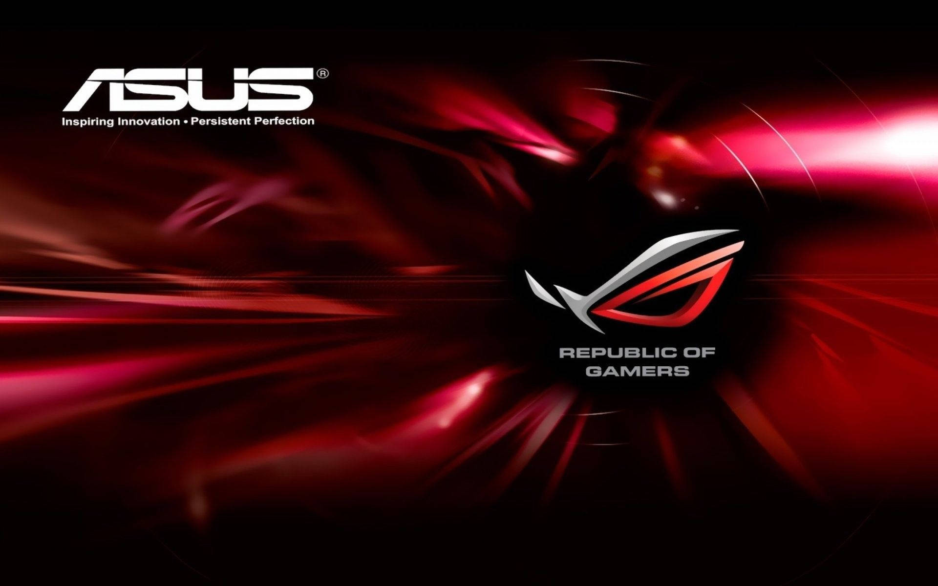 華碩 ROG 桌布 壁紙 — 動態紅色光線從ASUS ROG標誌向暗色背景輻射。
