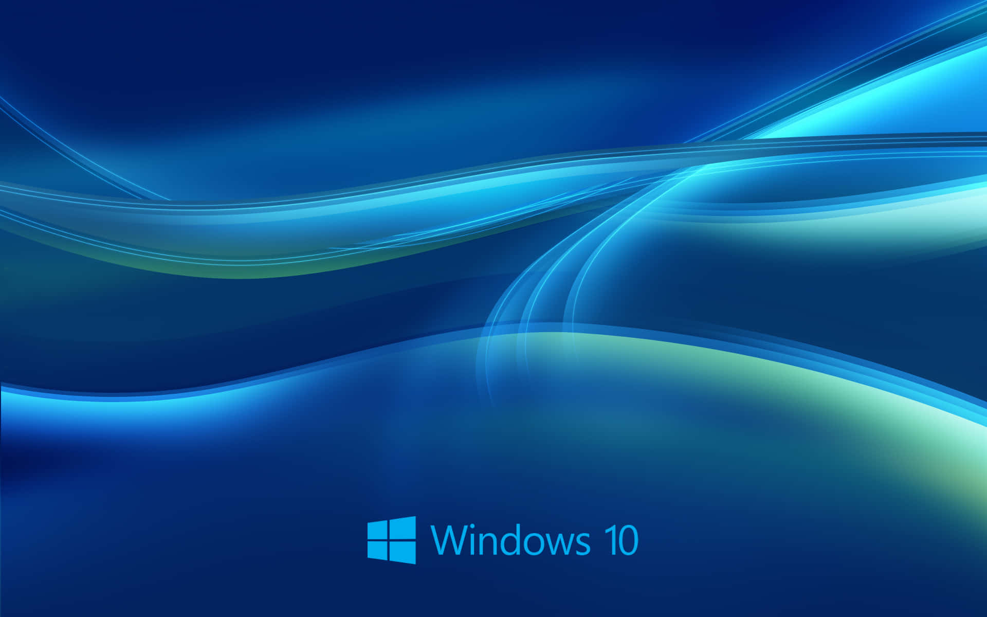 帶有 Windows 10 標誌的抽象藍色和藍綠色發光波形 — Windows 10 GIF 壁紙