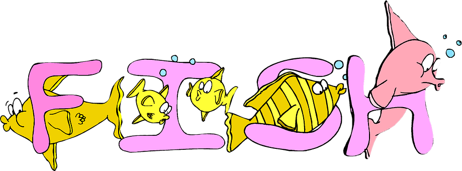 動態魚類字母插畫 壁紙
