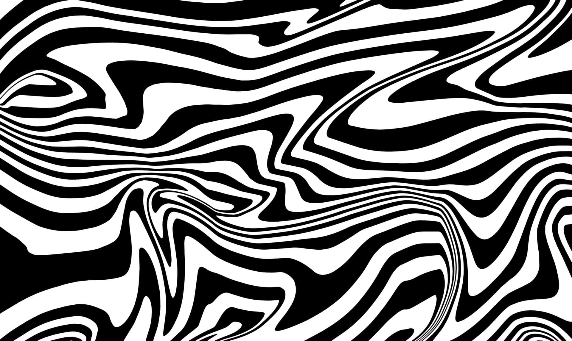 Black And White Abstract Art 桌布 壁紙 — 動態黑白波浪條紋以流暢的有機曲線營造出催眠般的錯視效果。