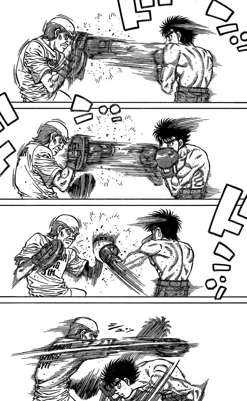 漫畫gif 桌布 壁紙 — 動態黑白漫畫面板描繪了兩名拳擊手在運動線條和衝擊效果下交換強力拳擊。