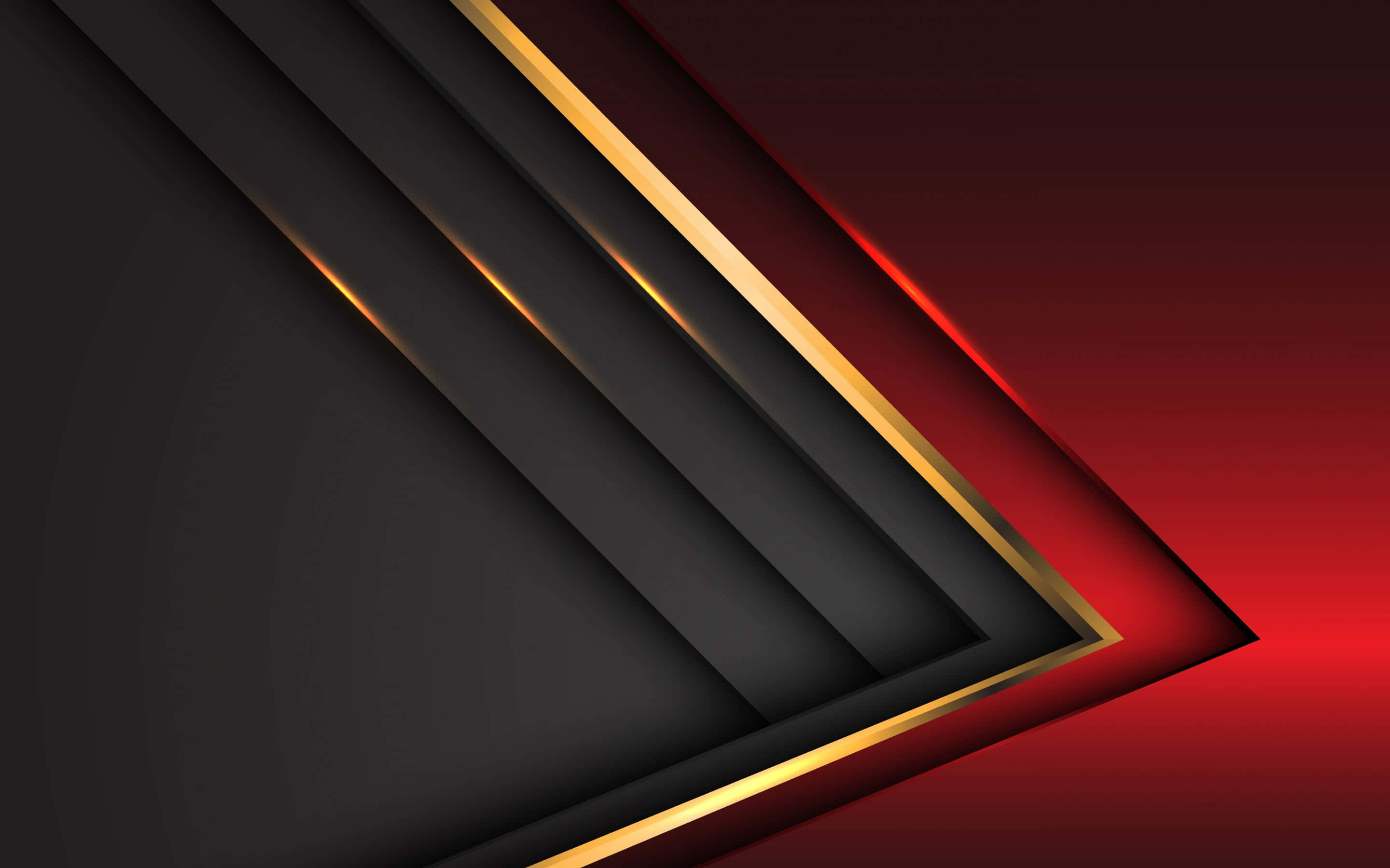 vector 桌布 壁紙 — 動態黑色和紅色幾何層疊搭配發光金色點綴，營造出時尚現代的抽象構圖。