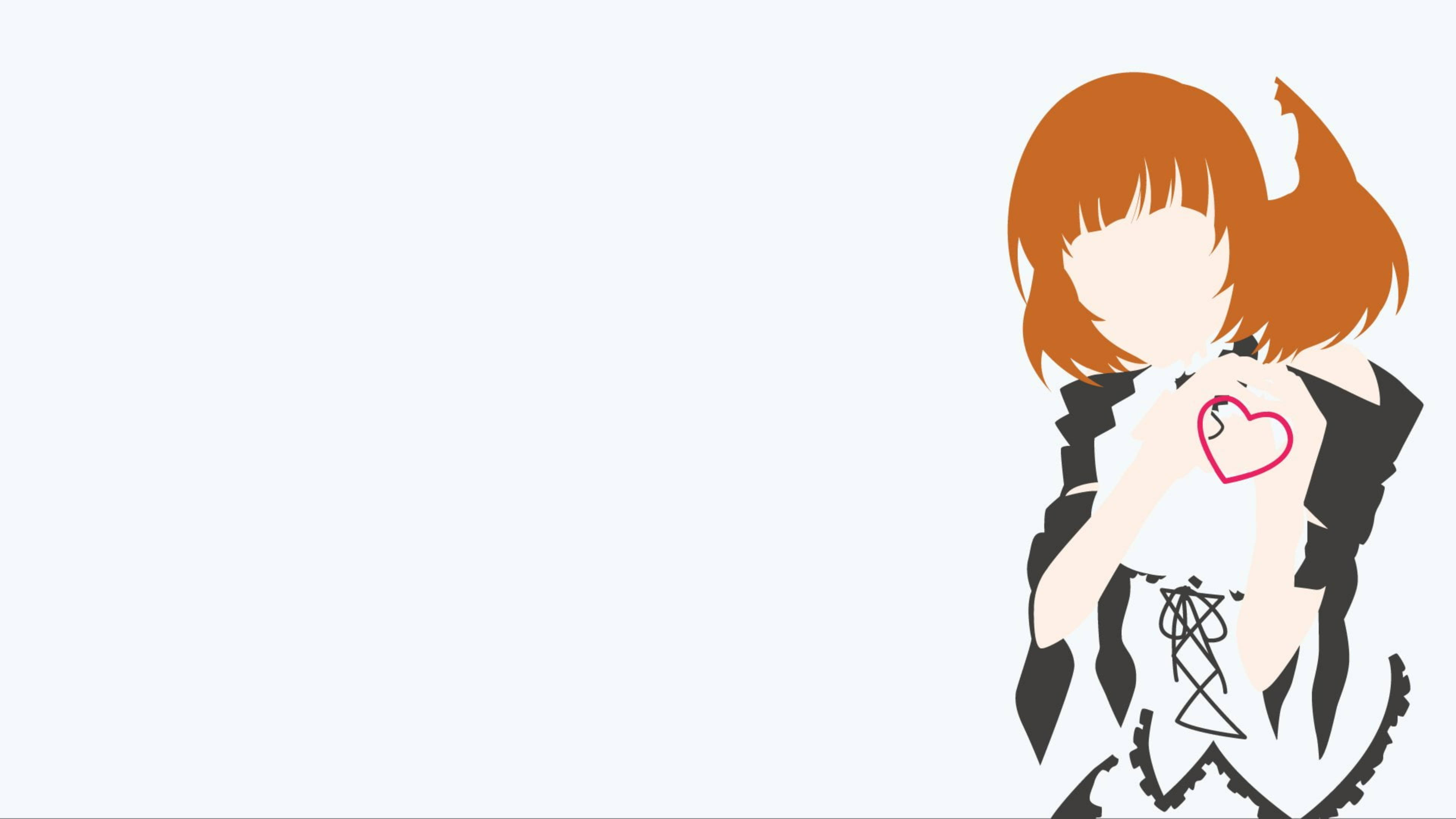 Maid Sama 桌布 壁紙 — 動漫女孩，橙色頭髮，在純色淺色背景前將粉紅色心形舉在臉上。