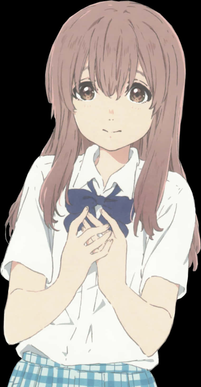 動漫女孩手持緞帶 壁紙