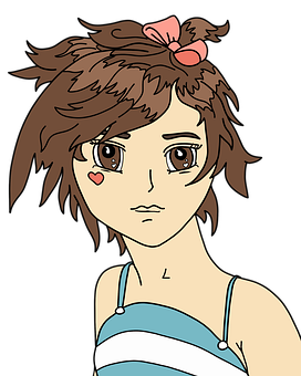 動漫女孩臉頰愛心 壁紙