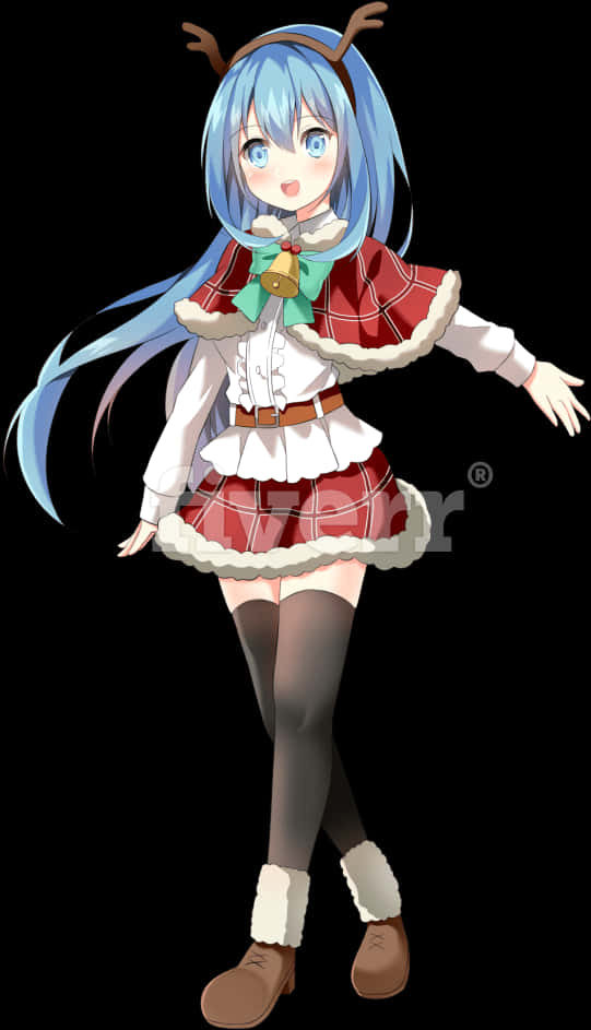 動漫女孩馴鹿裝扮 壁紙