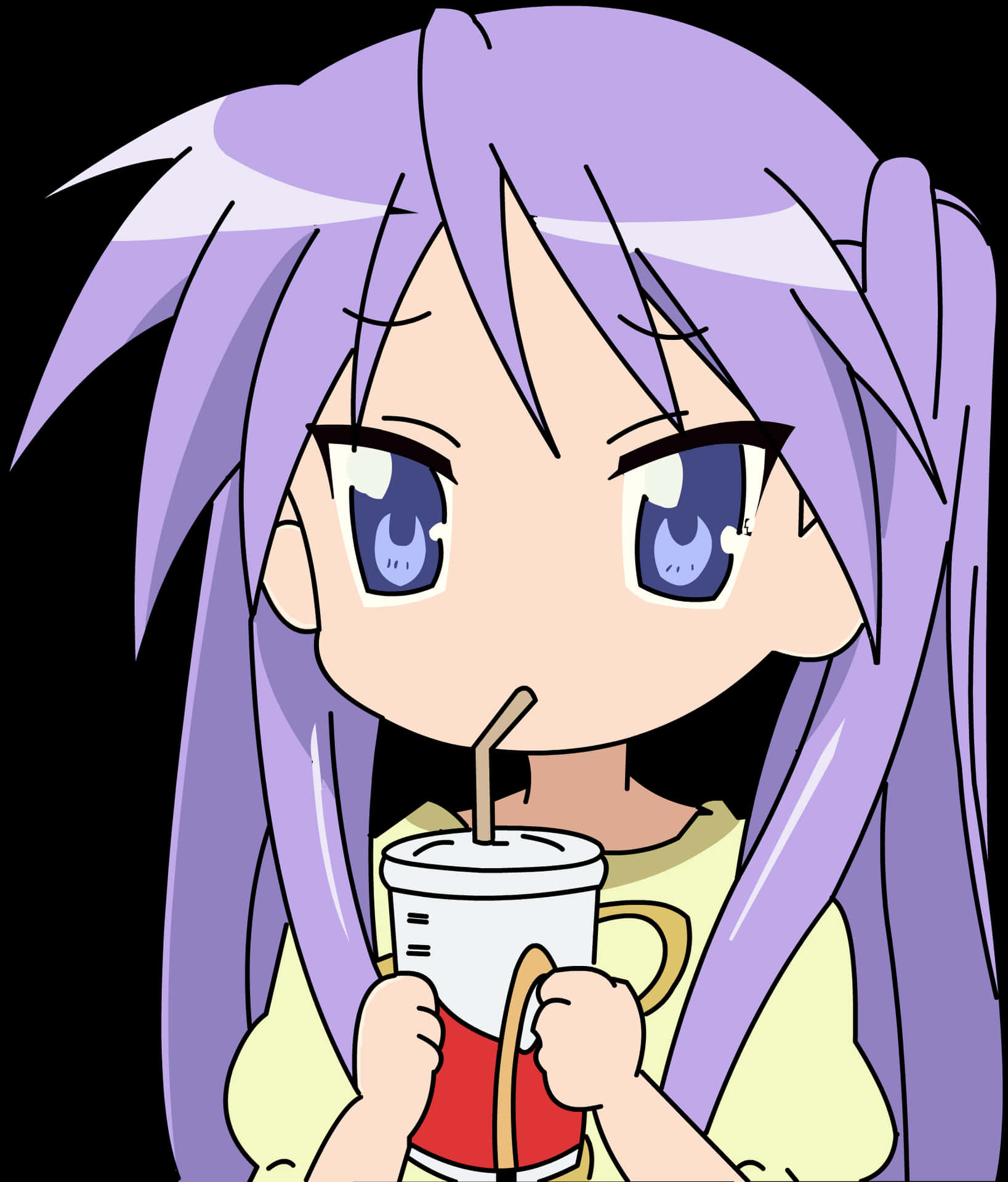 動漫少女飲用杯中飲品