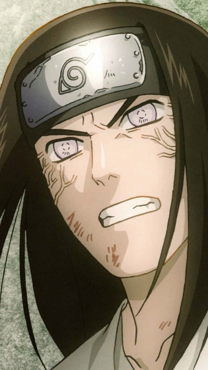 Neji Hyuga 桌布 壁紙 — 動漫忍者的特寫，有強烈紫色眼睛和鬍鬚標記，戴著頭帶激烈地大叫。