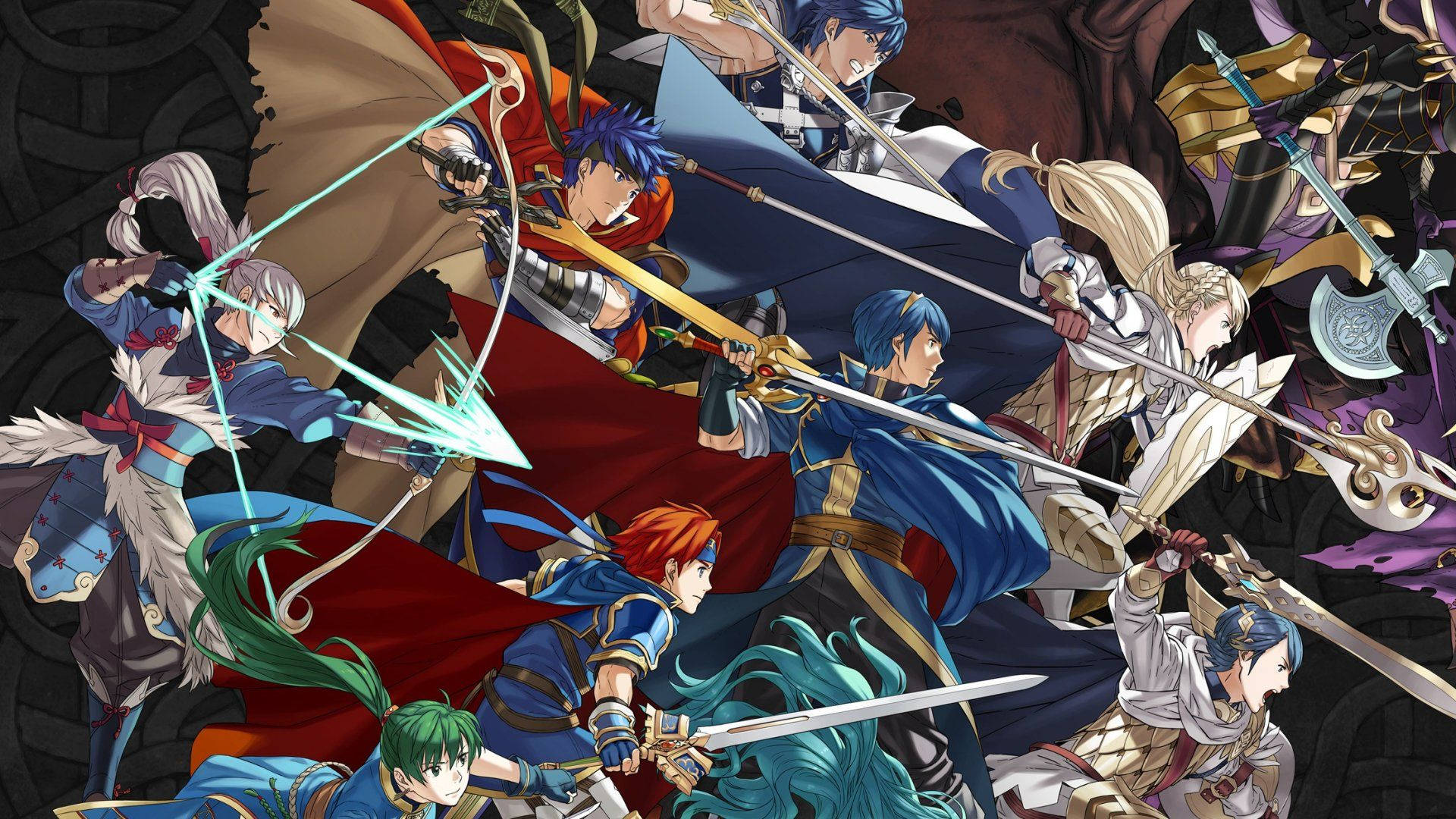 動漫戰士在動態戰鬥中，手持發光劍，披風飄揚。 — Fire Emblem Warriors 壁紙