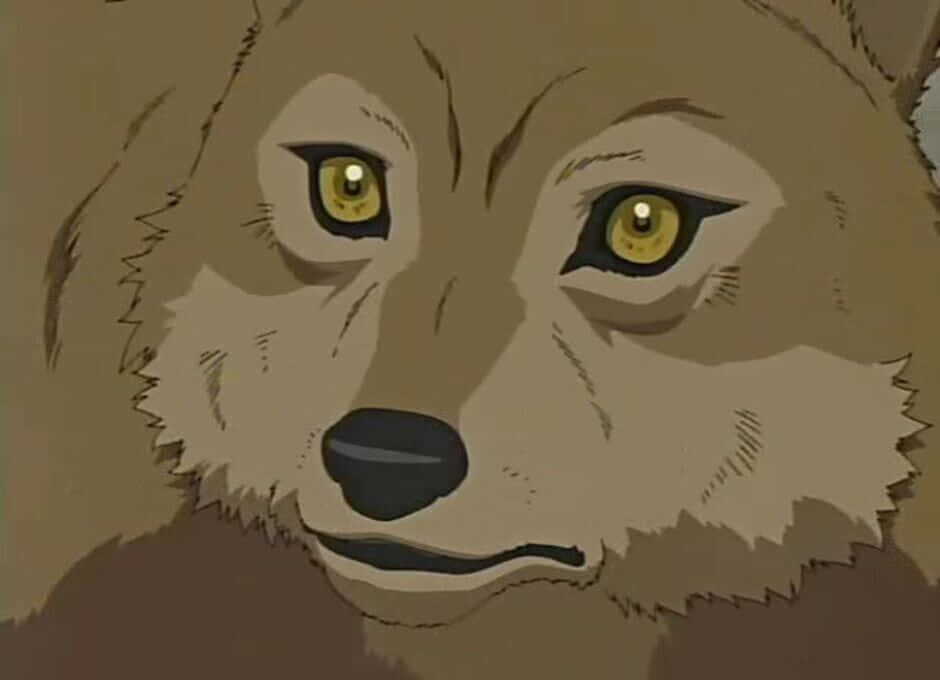 Wolf's Rain Toboe 桌布 壁紙 — 動漫狼臉特寫，帶有強烈的金色眼睛和細緻的毛髮紋理。