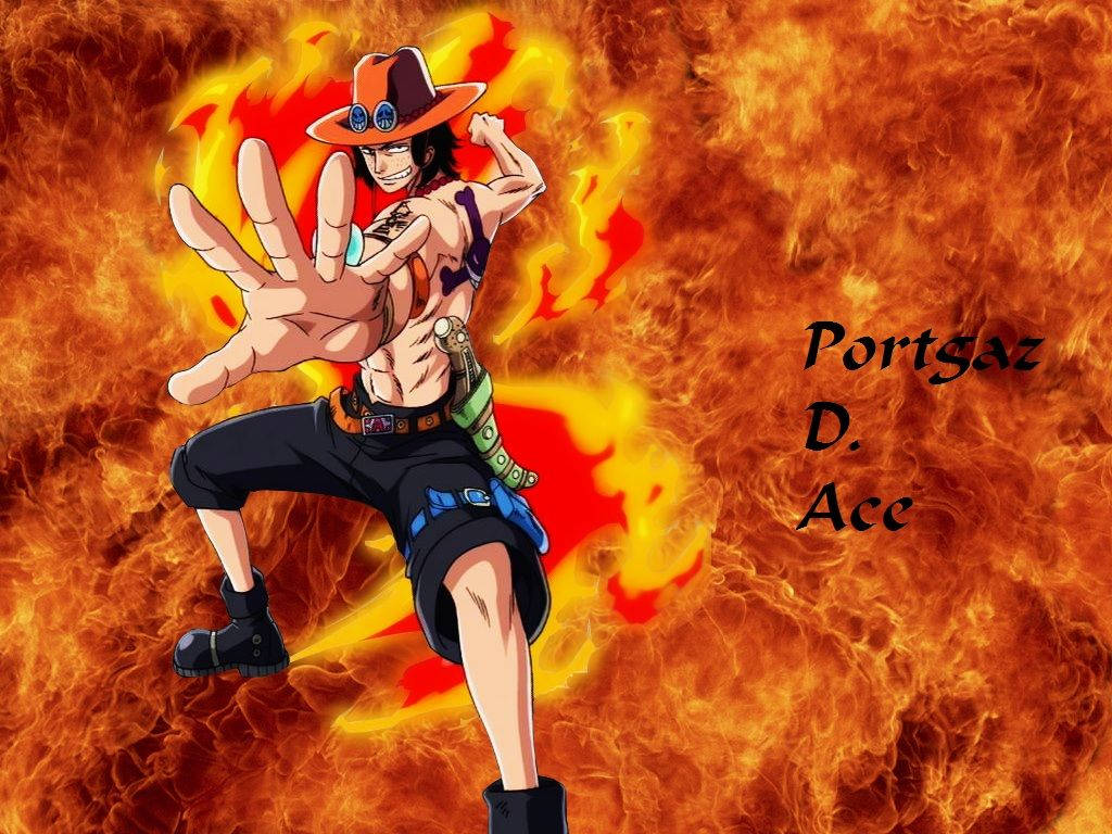 Ace 桌布 壁紙 — 動漫角色 Portgaz D Ace 英雄般地站在熊熊烈火背景前，手向前伸出。