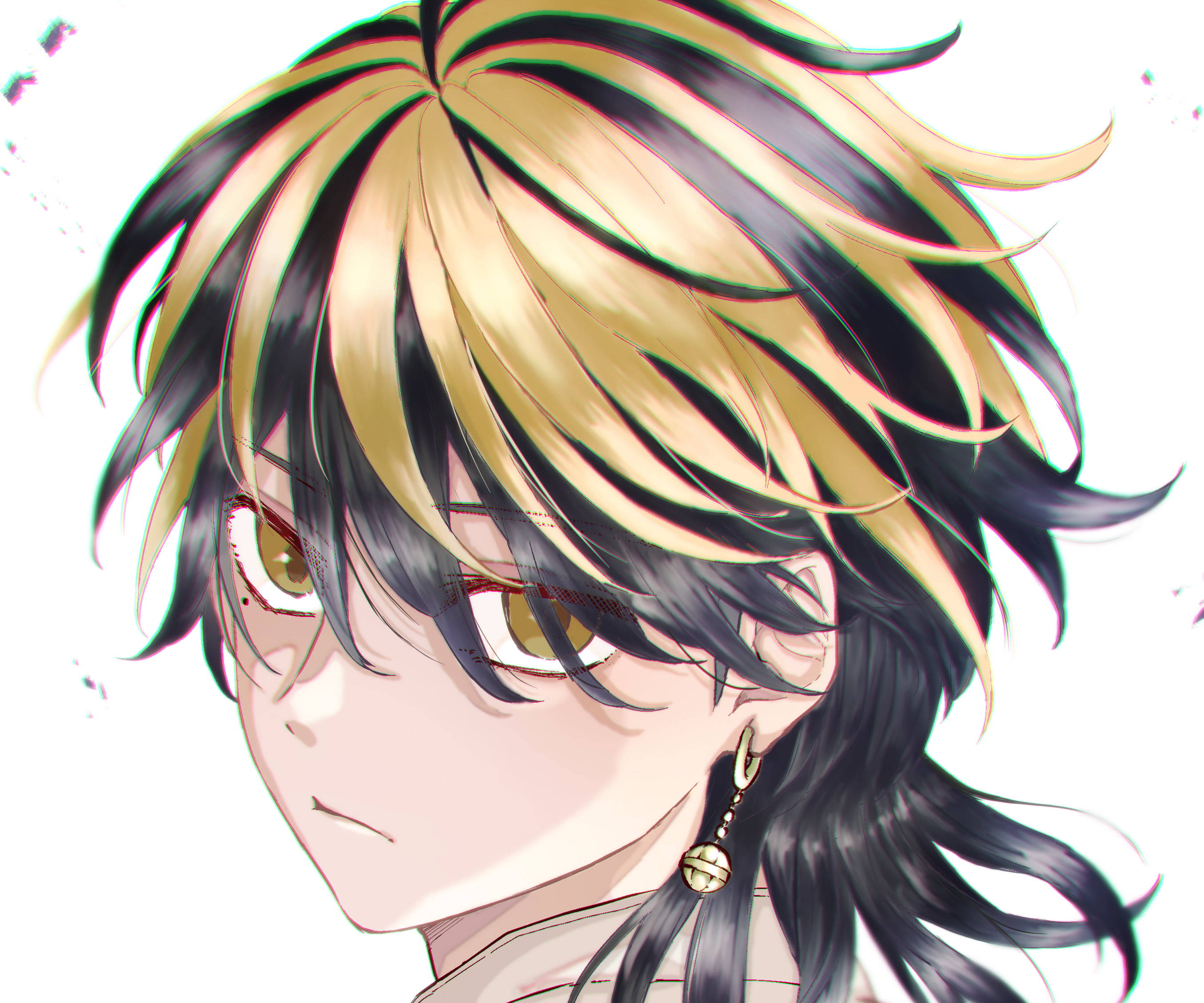 kazutora hanemiya 桌布 壁紙 — 動漫角色，擁有尖刺的黑色和金色頭髮及金色眼睛，側視白色背景。