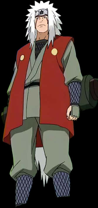 Anime Character 桌布 壁紙 — 動漫角色，白色尖刺頭髮，紅色背心，站在黑色背景前。