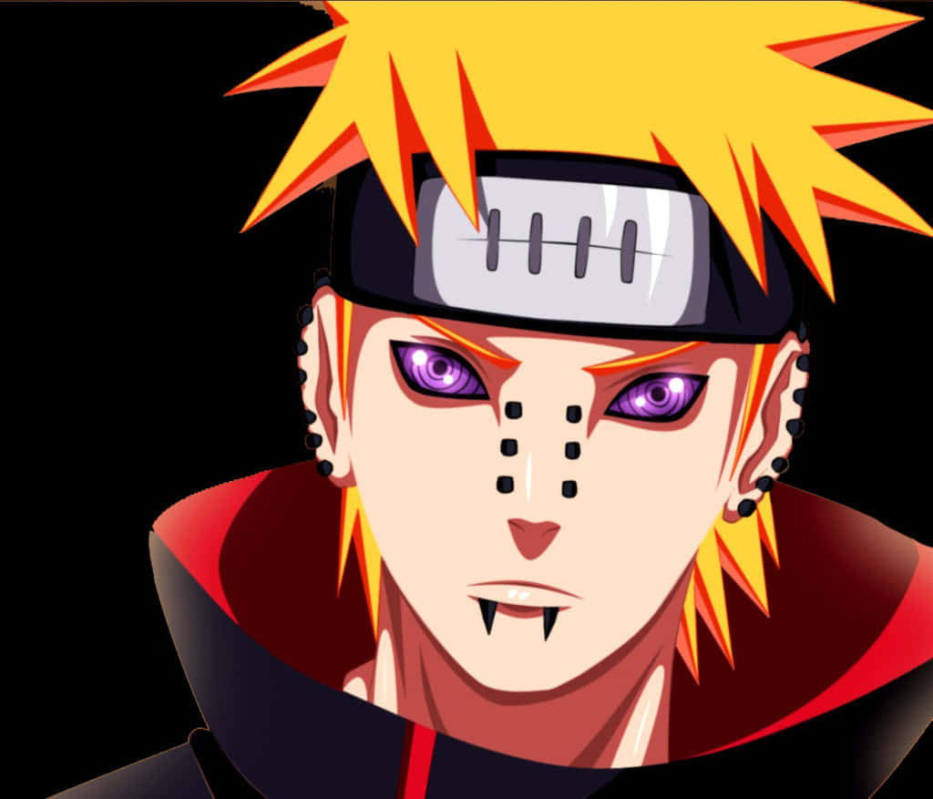 Rinnegan 桌布 壁紙 — 動漫角色，金色尖刺頭髮，紫色眼睛，黑色斗篷，背景黑暗。