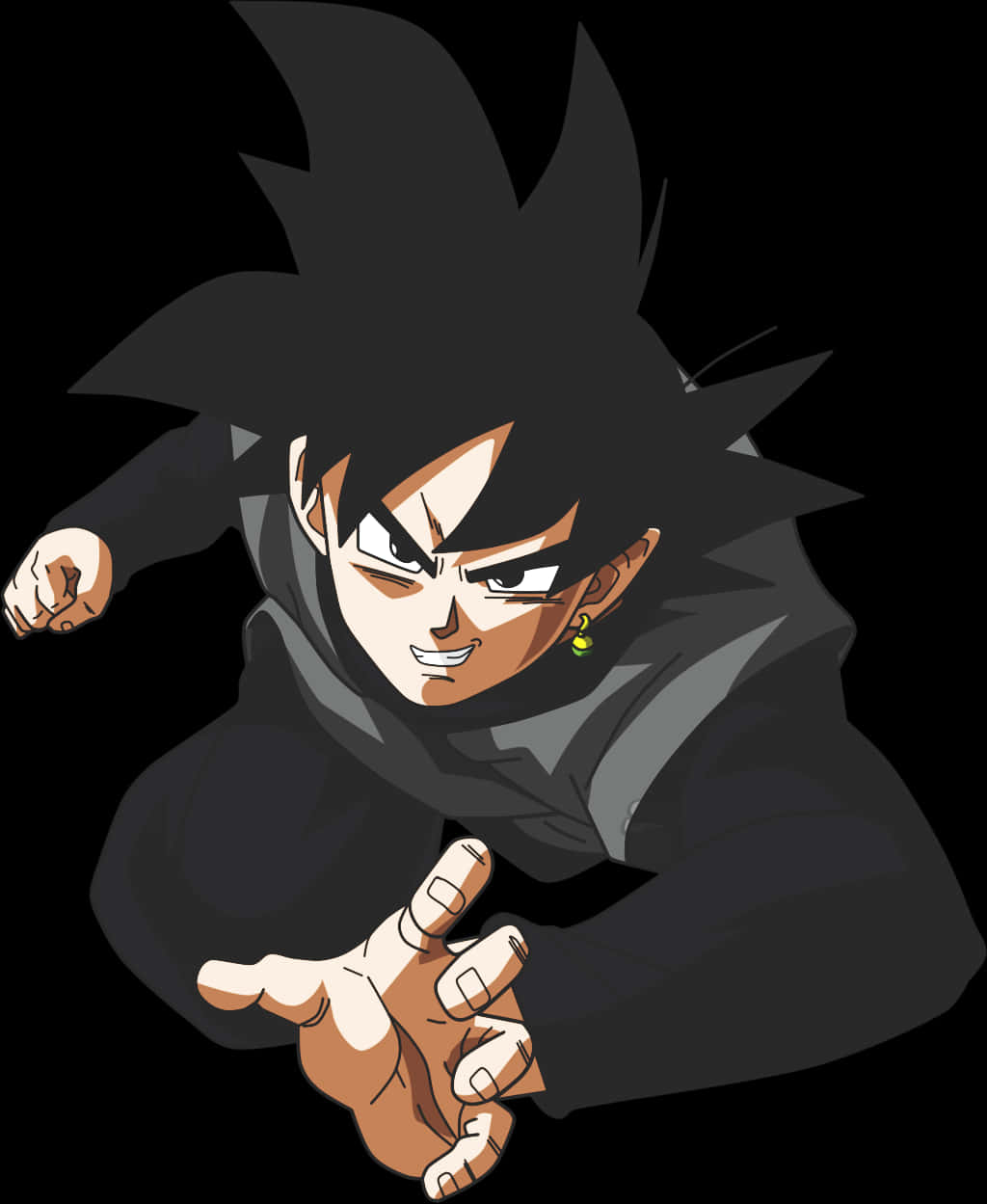 Male Anime Characters 桌布 壁紙 — 動漫角色，黑色尖刺頭髮，表情兇猛，在黑色背景前向前衝。