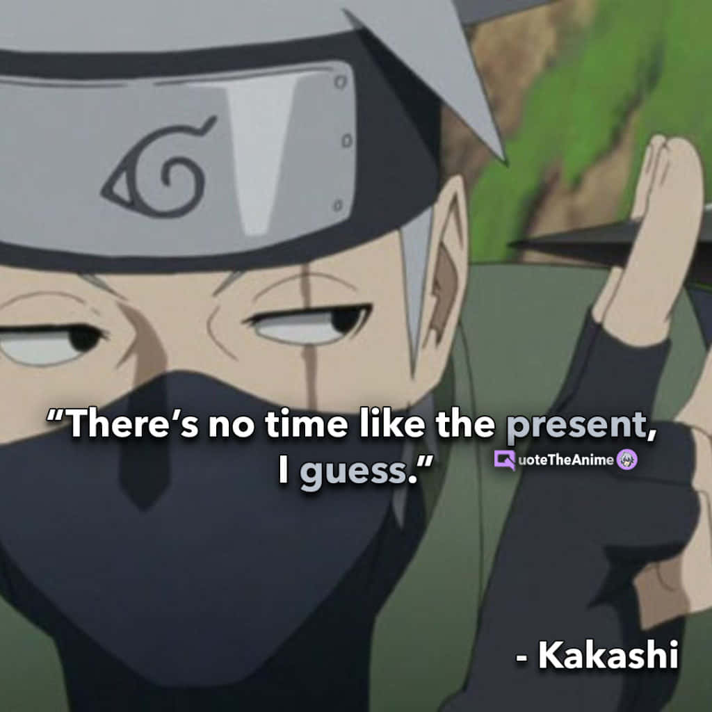 Kakashi Quotes 桌布 壁紙 — 動漫角色卡卡西·哈塔克戴著標誌性的頭帶和面具，表情若有所思。