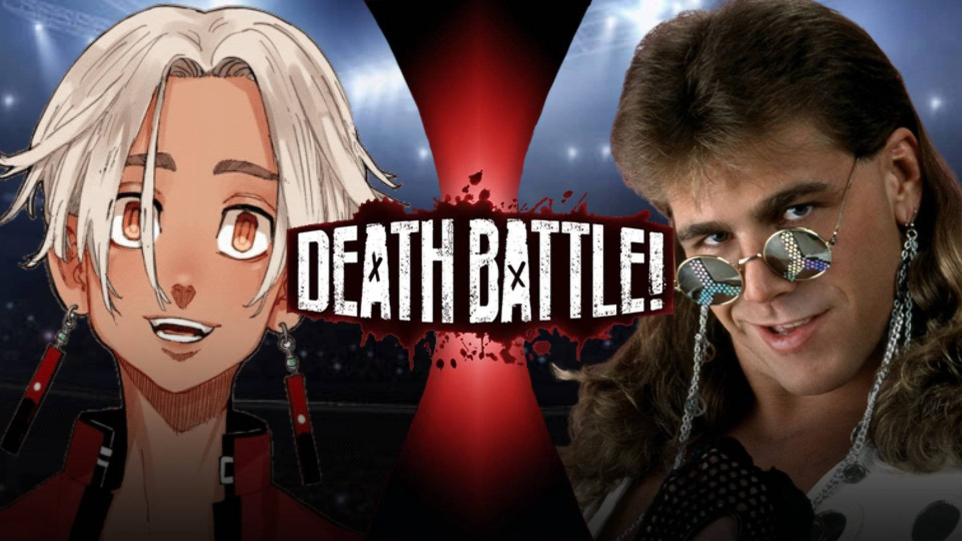 izana kurokawa 桌布 壁紙 — 動漫角色在發光的紅色「Death Battle!」標誌下與1980年代摔角手對決。