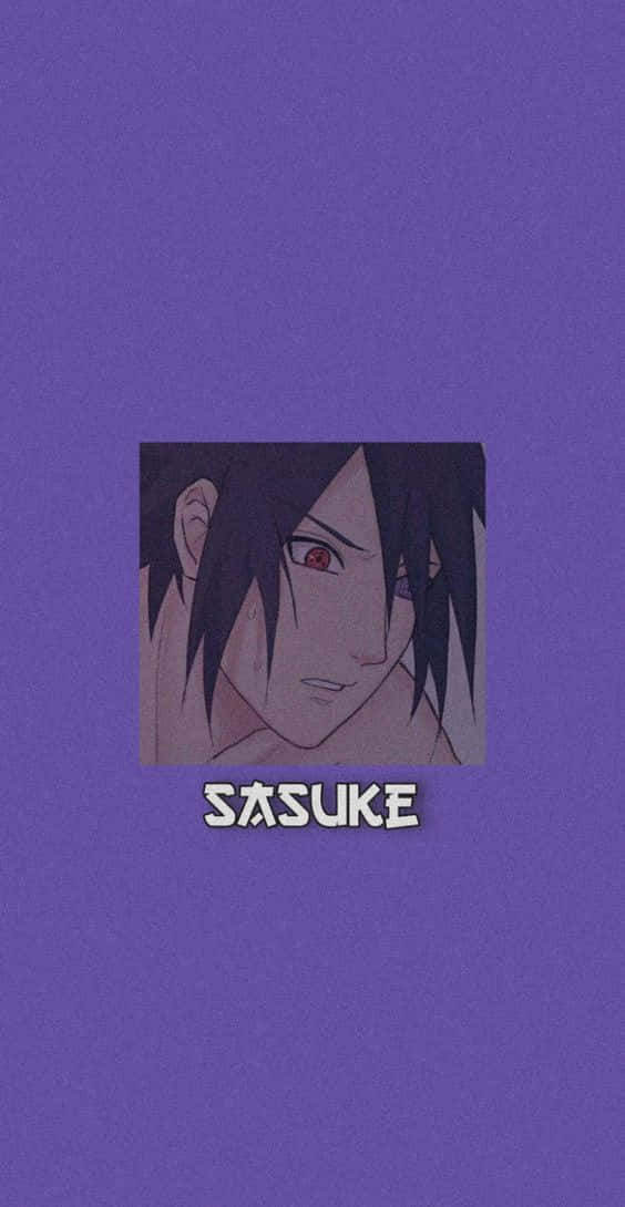 Purple Sasuke 桌布 壁紙 — 動漫角色宇智波佐助，擁有紅色寫輪眼和深色頭髮，居中於純紫色背景上。