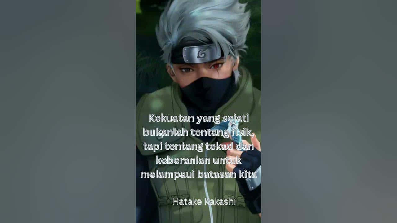 Kakashi Quotes 桌布 壁紙 — 動漫角色旗木卡卡西，銀髮黑面具，在森林環境中手持苦無。