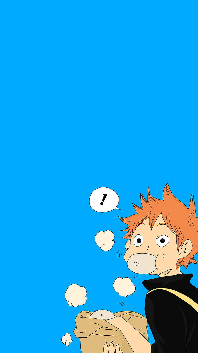 橙色頭髮的動漫男孩拿著一袋米，看起來很震驚。 — 動漫繪圖 GIF 壁紙