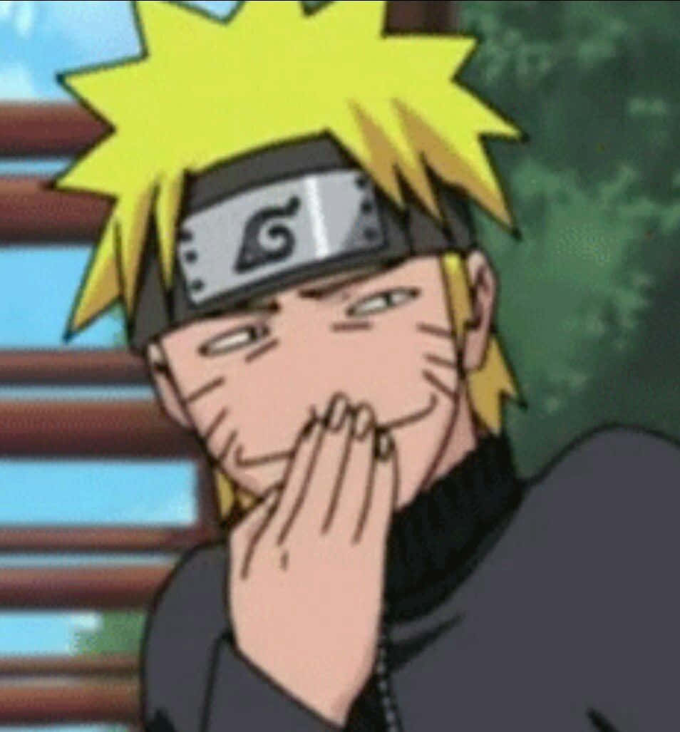 Funny Naruto 桌布 壁紙 — 動漫角色漩渦鳴人，金色刺蝟頭，頭帶遮住嘴巴，露出驚訝表情。