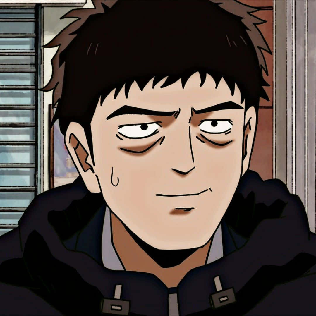 Katsuya Serizawa 桌布 壁紙 — 動漫角色特寫，擁有尖刺狀深色頭髮和堅定的表情，穿著深色外套靠近窗邊。