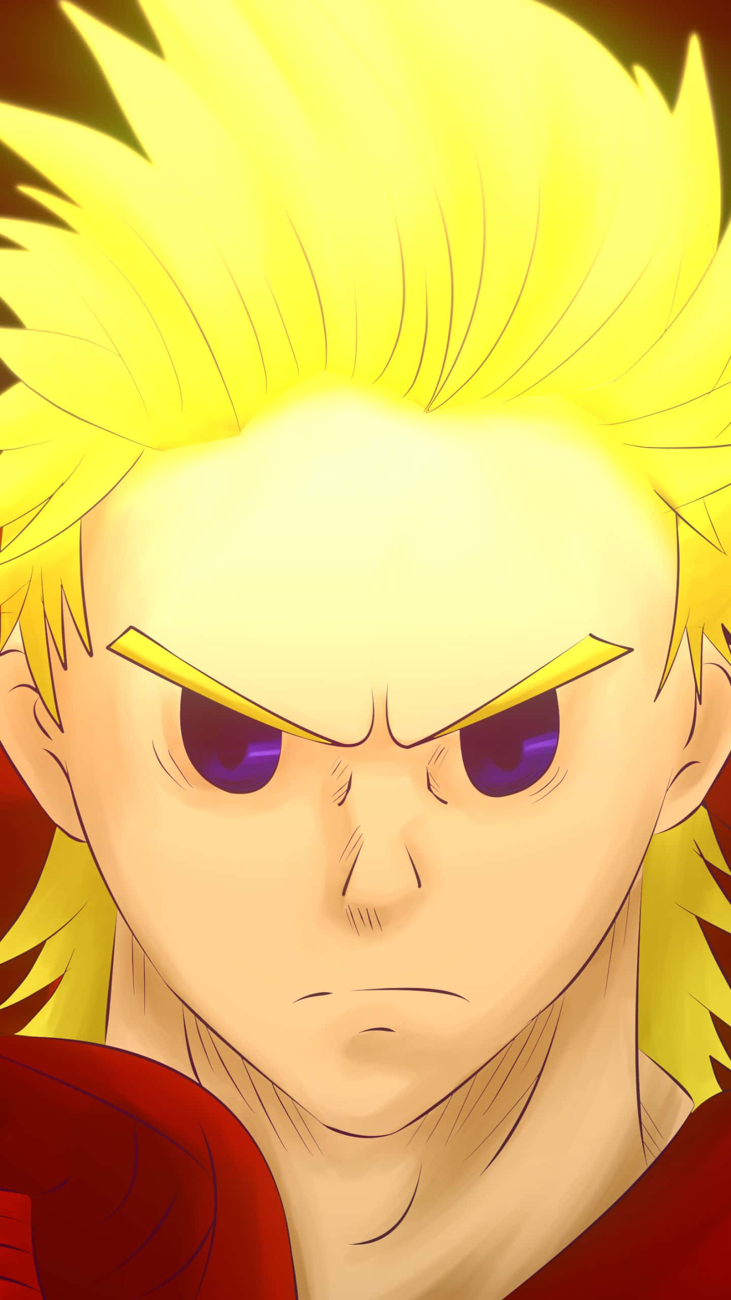 Mirio Togata 桌布 壁紙 — 動漫角色特寫，擁有尖刺狀黃色頭髮和強烈的紫色眼睛，兇狠地瞪視。