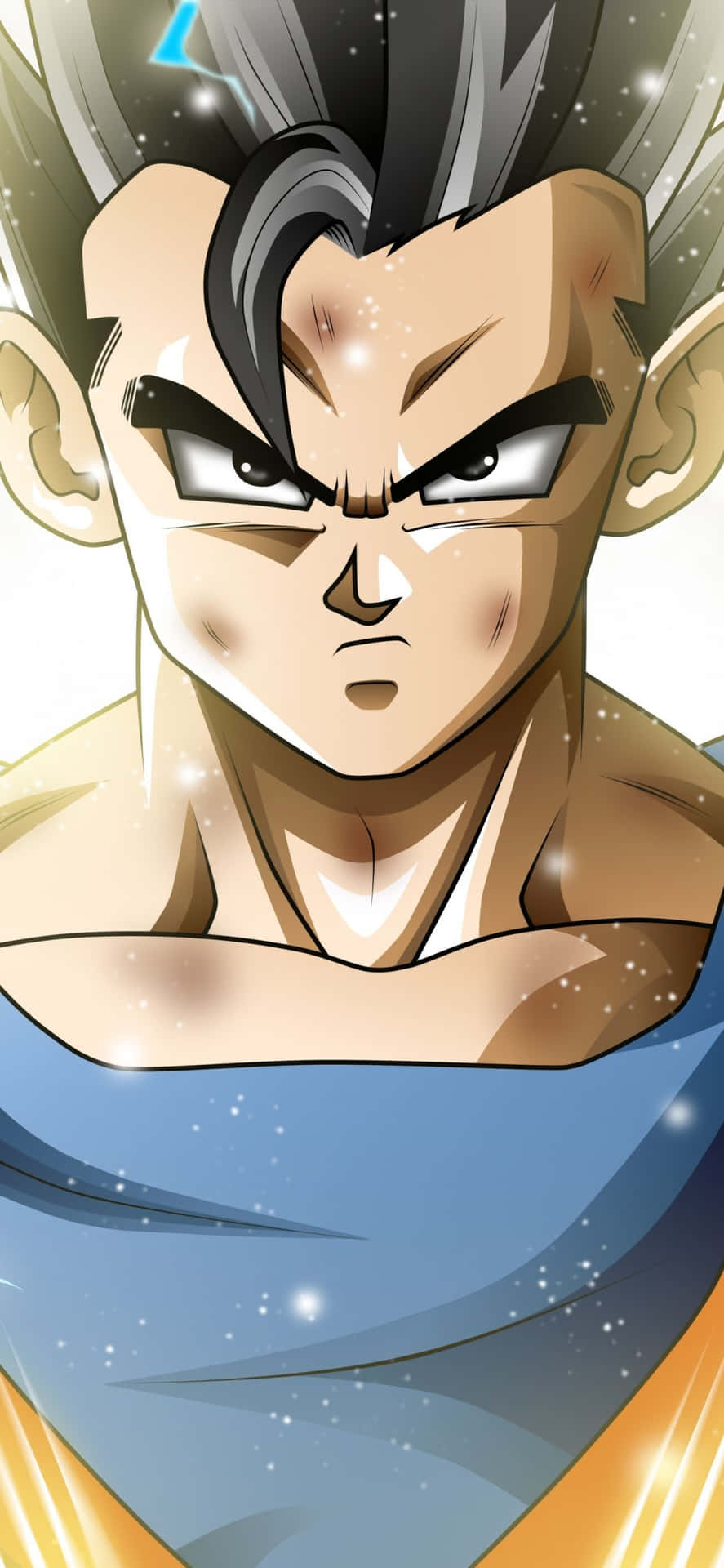 Dragon Ball iPhone 桌布 壁紙 — 動漫角色特寫，擁有尖刺頭髮和銳利目光，背景是繁星宇宙。