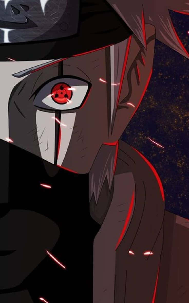 星空下，擁有紅色巴紋眼睛和黑色頭帶的動漫忍者。 — 忍者 壁紙