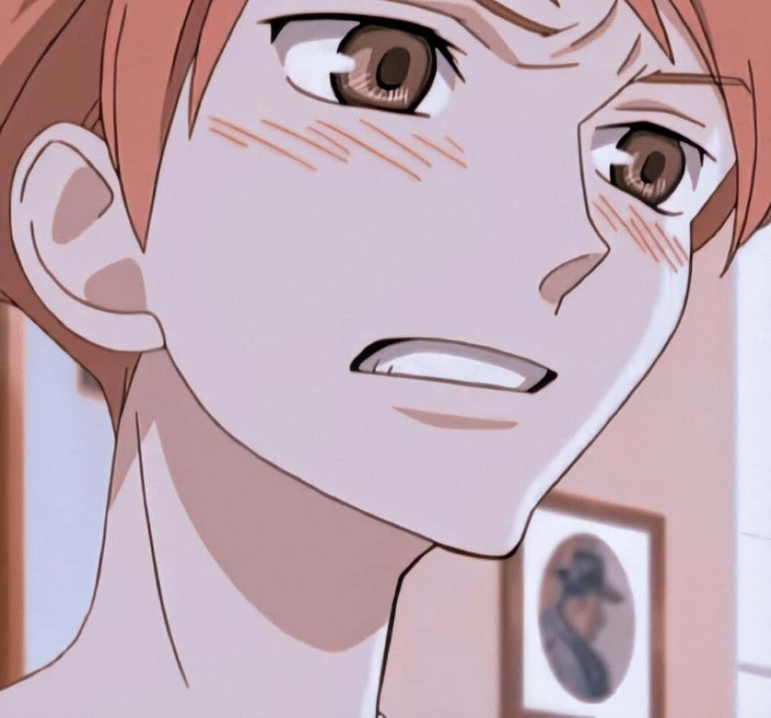 Hikaru Hitachiin 桌布 壁紙 — 動漫角色特寫，臉頰泛紅，眼睛睜大，表現出驚訝或尷尬。