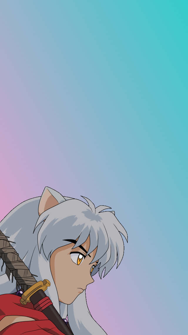 動漫男孩 桌布 壁紙 — 動漫角色銀髮貓耳越過肩膀怒視，背景為粉彩漸變天空。