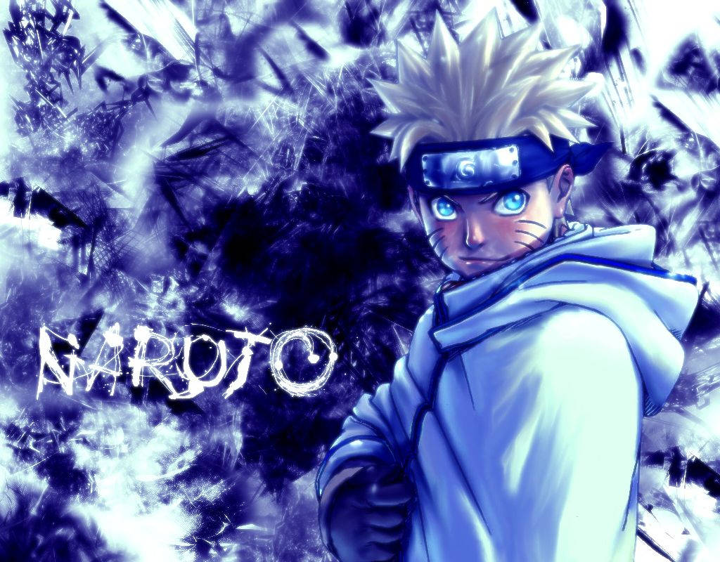 動漫忍者鳴人，金色刺蝟頭，藍色眼睛，擺出動態姿勢。 — 酷 naruto 壁紙