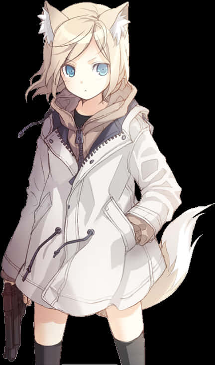 動漫貓耳娘與尾巴女孩 壁紙