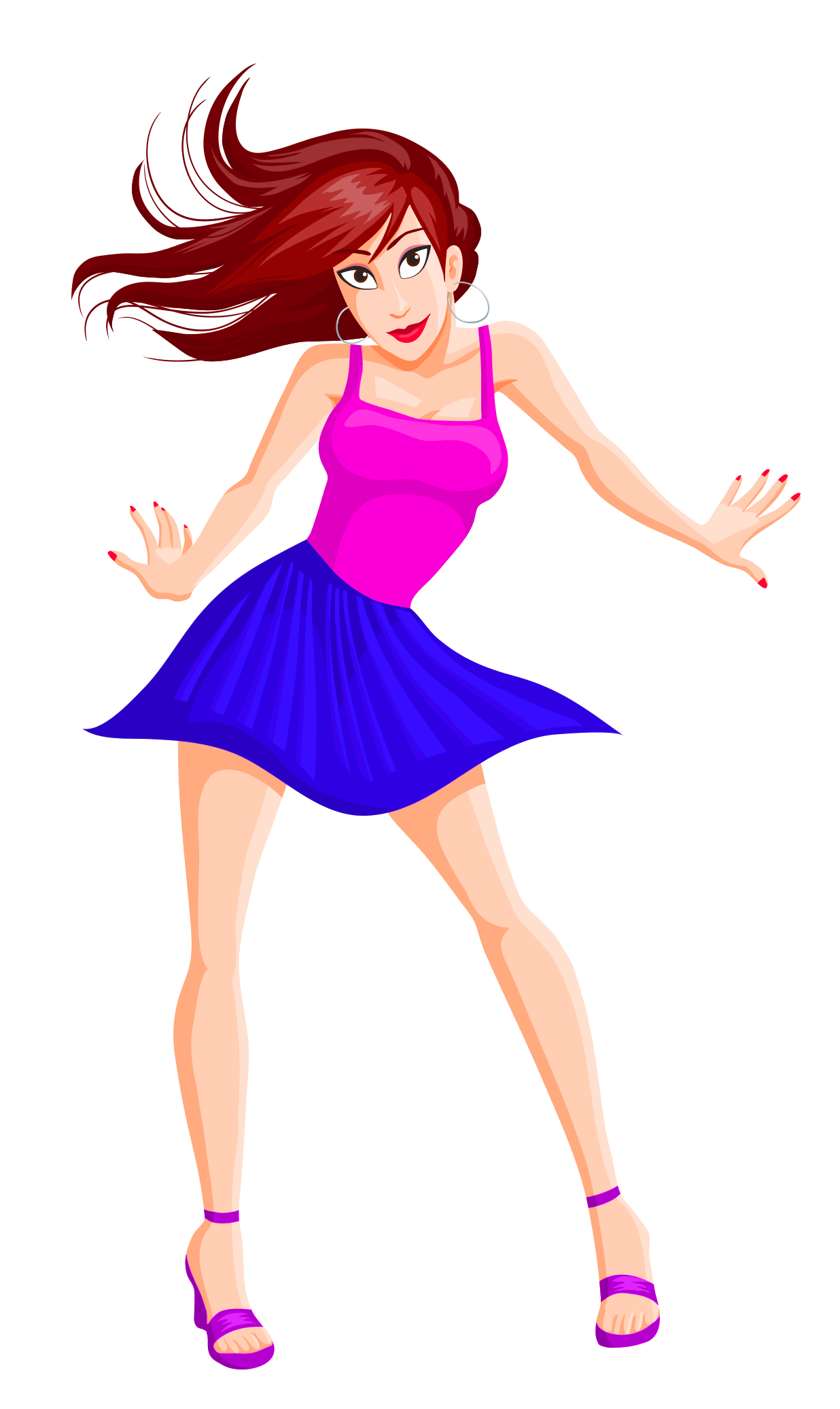 動漫風粉藍舞動女孩 壁紙