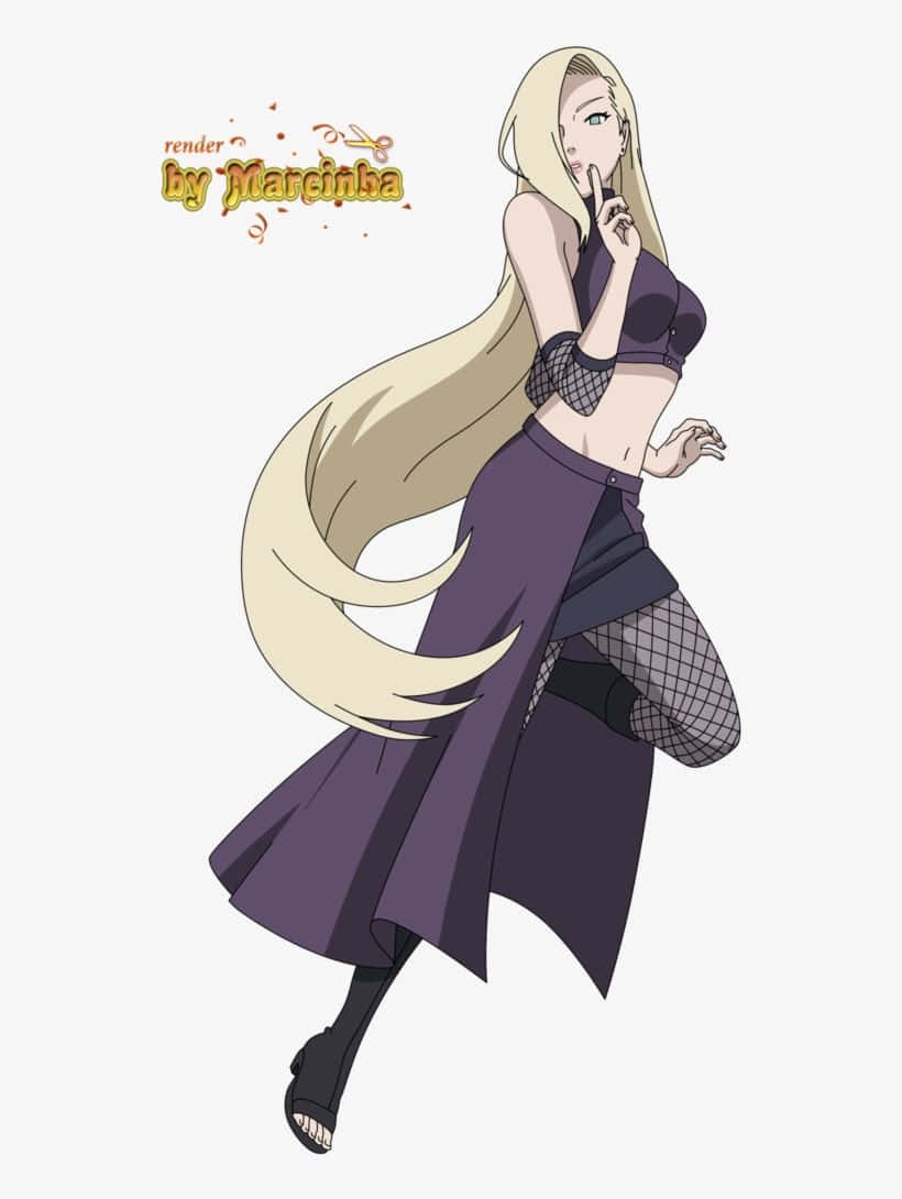 動漫女孩 桌布 壁紙 — 動畫女孩，長長的金色頭髮，穿著紫色服裝，在純色背景前將手指放在嘴唇上擺姿勢。