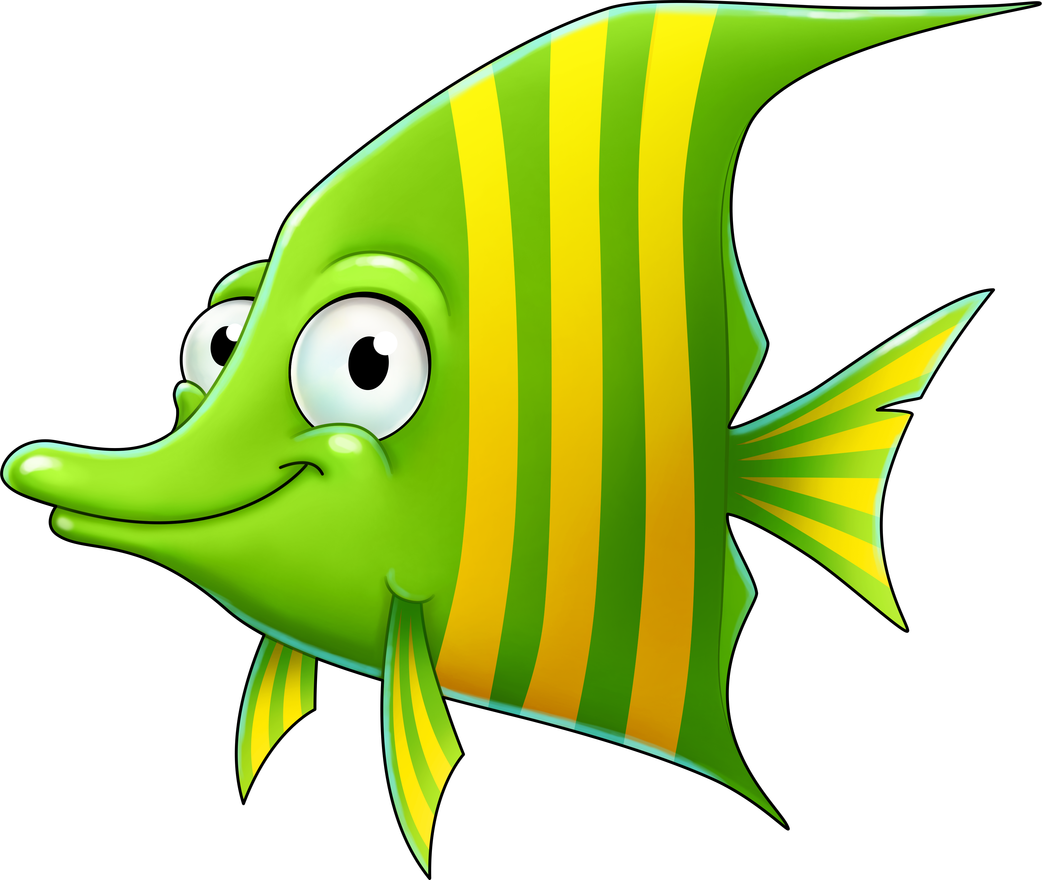 動畫感黃綠色魚 壁紙